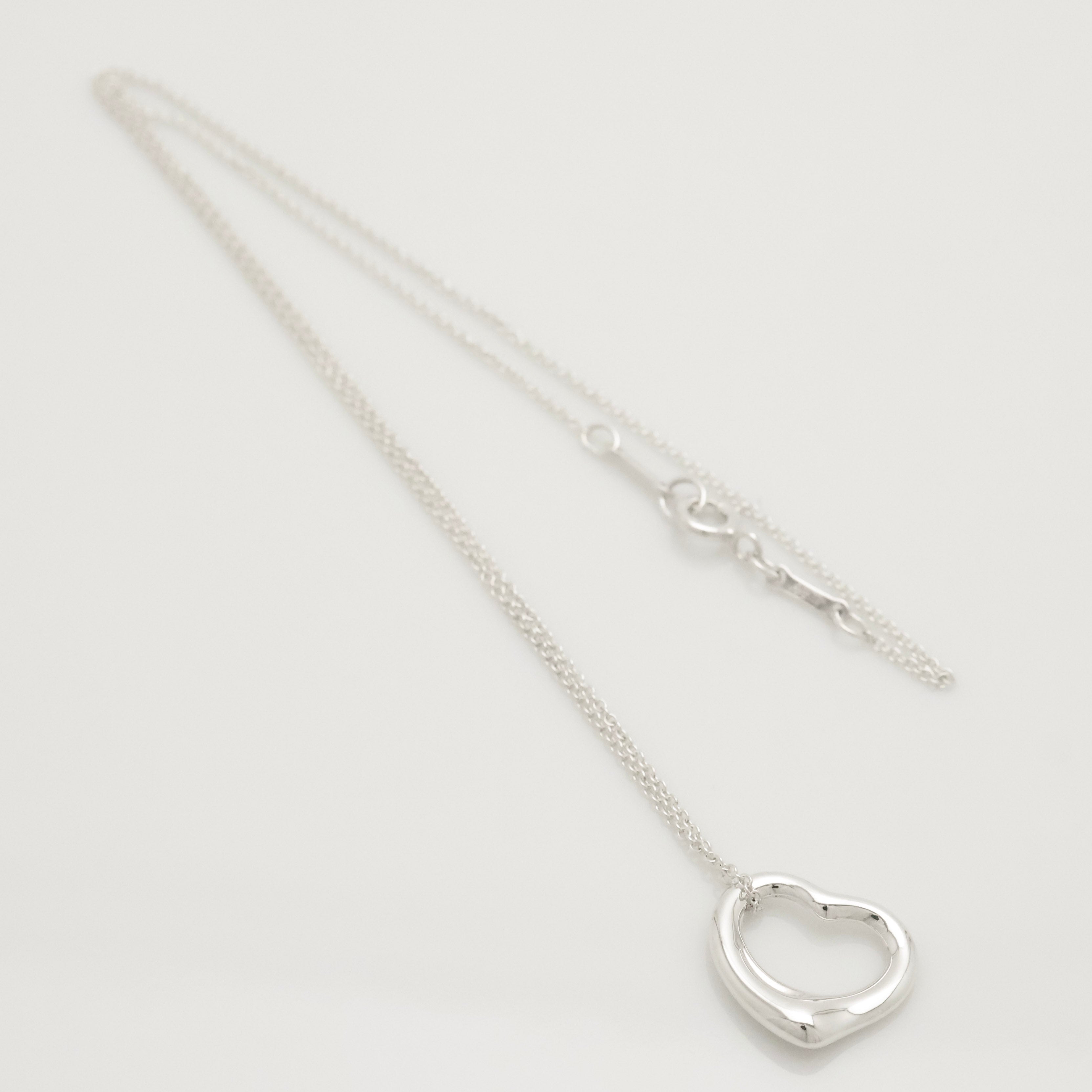 Tiffany & Co. Open Heart Pendant Necklace Sterling Silver 925