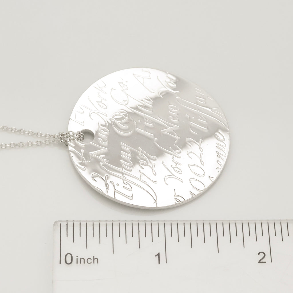 Tiffany & Co. Notes New York XL Large Wavy Round Circle Necklace Sterling Silver 925