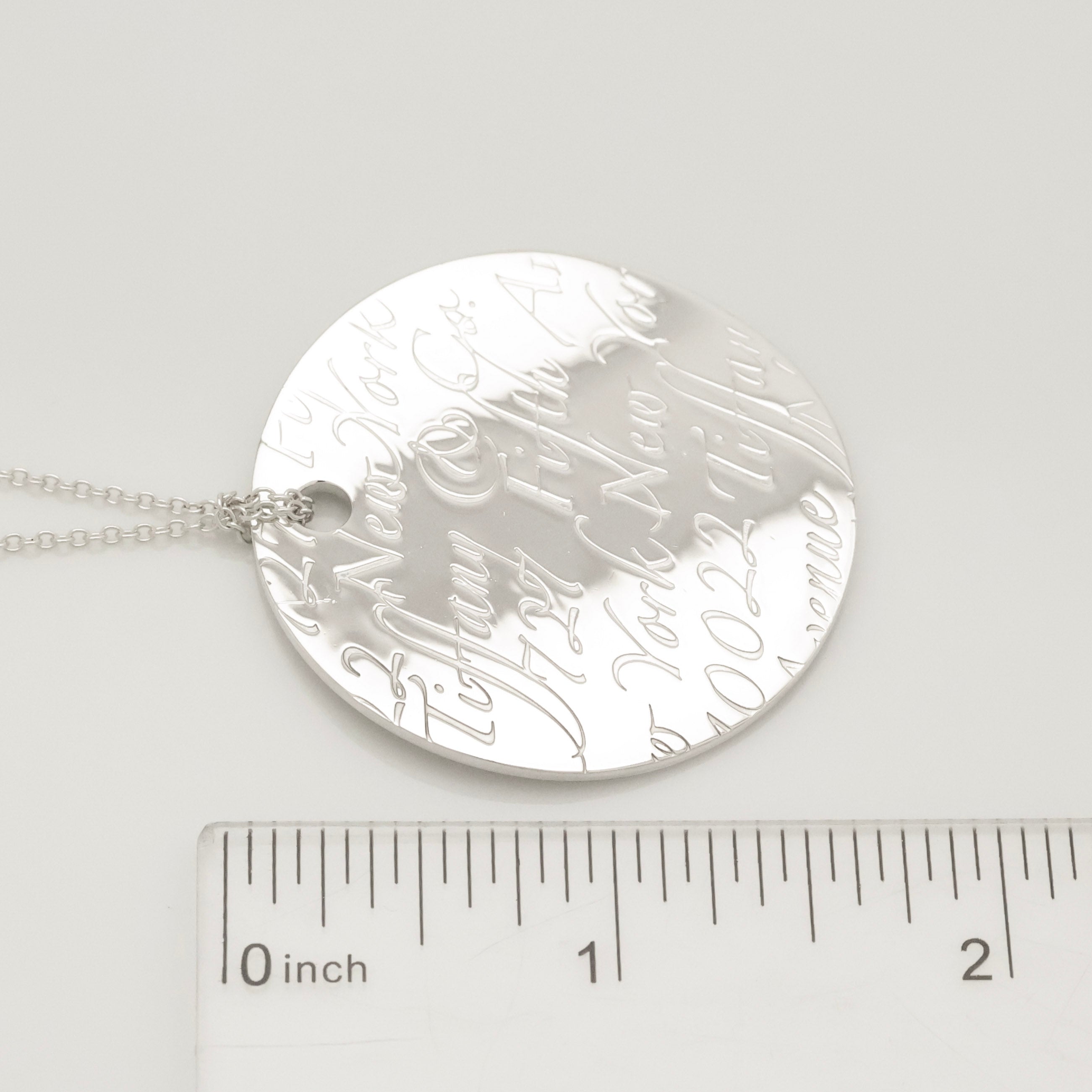 Tiffany & Co. Notes New York XL Large Wavy Round Circle Necklace Sterling Silver 925