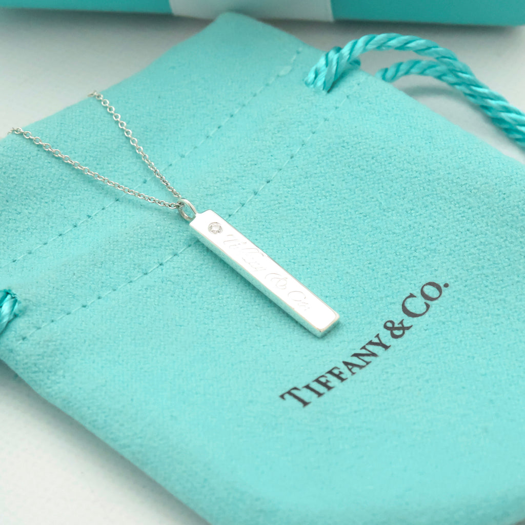 Tiffany & Co. Notes Diamond Bar Necklace Sterling Silver 925