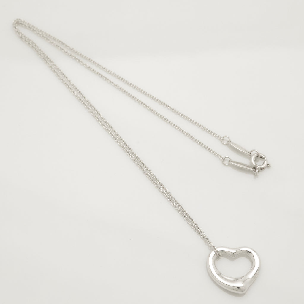 Tiffany & Co. Open Heart Pendant Necklace Sterling Silver 925