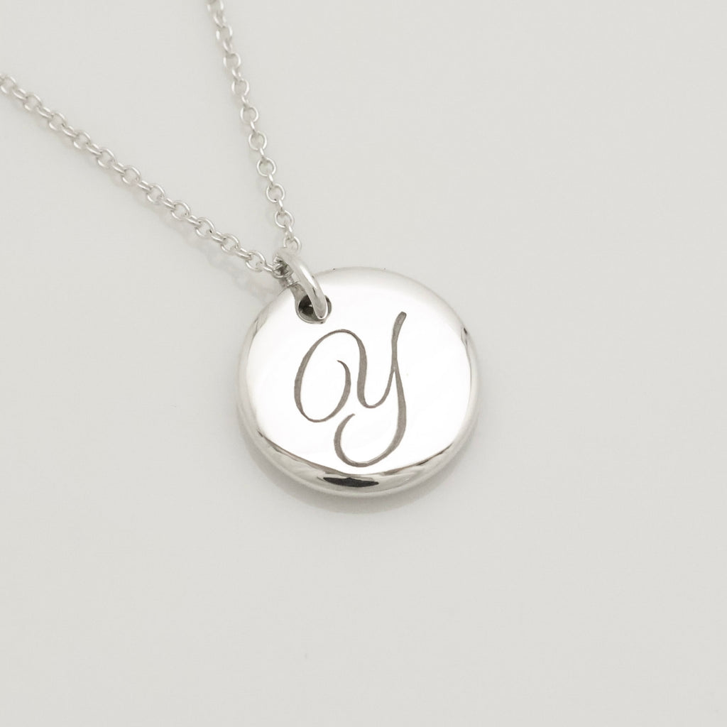  Tiffany & Co. Letter Y Notes Initial Disc Necklace Sterling Silver 925
