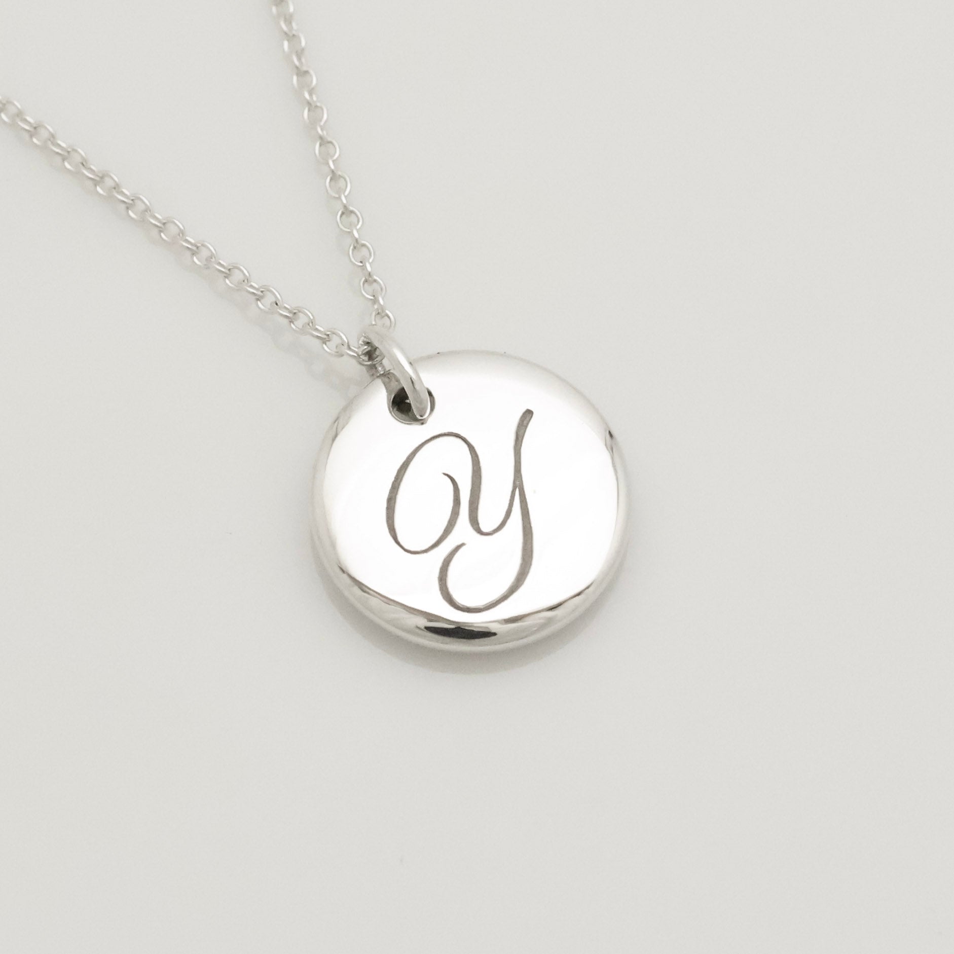 Tiffany & Co. Letter Y Notes Initial Disc Necklace Sterling Silver 925