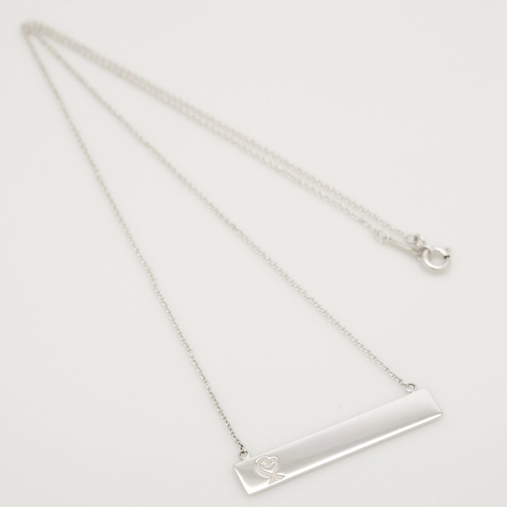 Tiffany & Co. Picasso Loving Heart Bar Necklace Sterling Silver 925