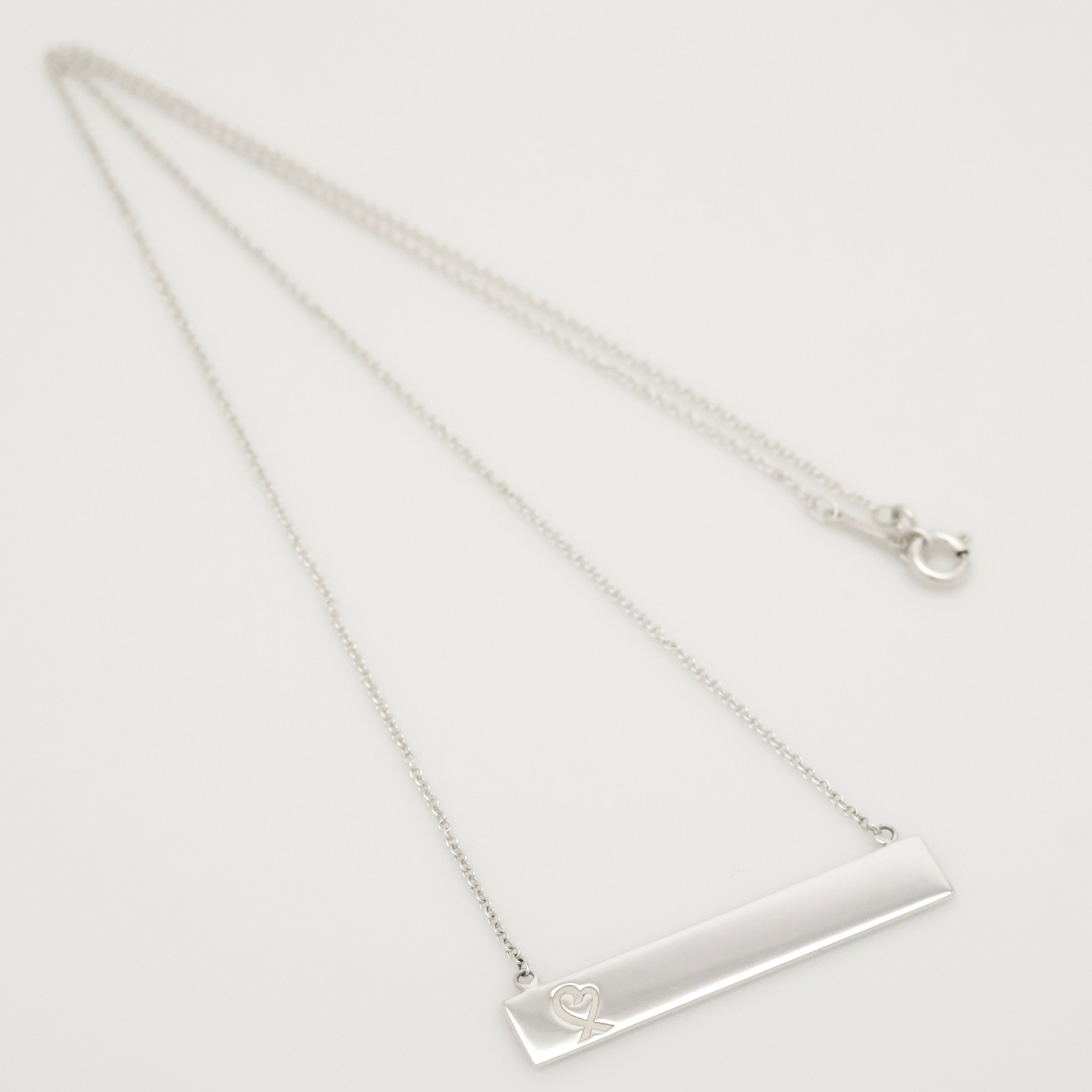 Tiffany & Co. Picasso Loving Heart Bar Necklace Sterling Silver 925