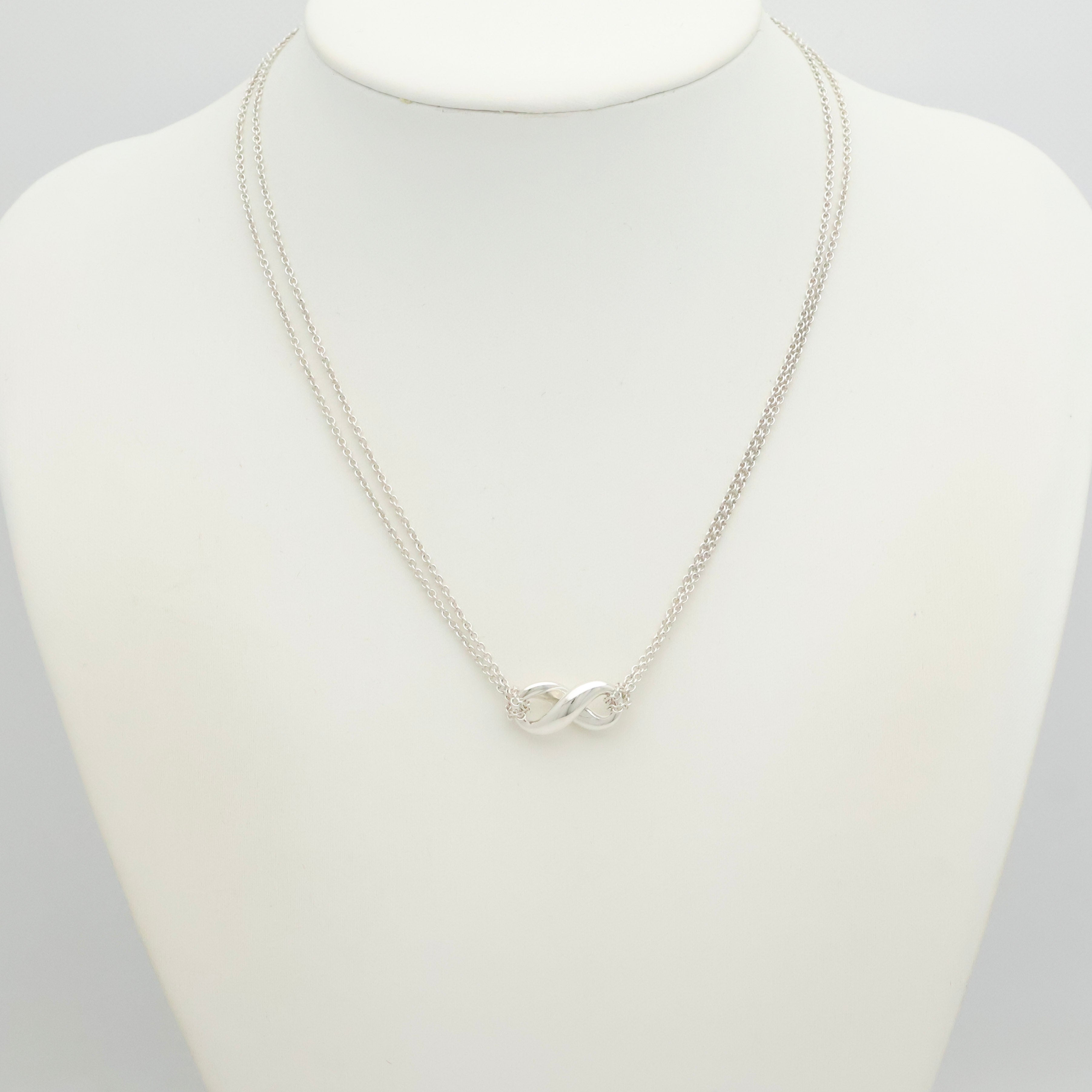 Tiffany & Co. Infinity Double Chain Necklace Sterling Silver 925