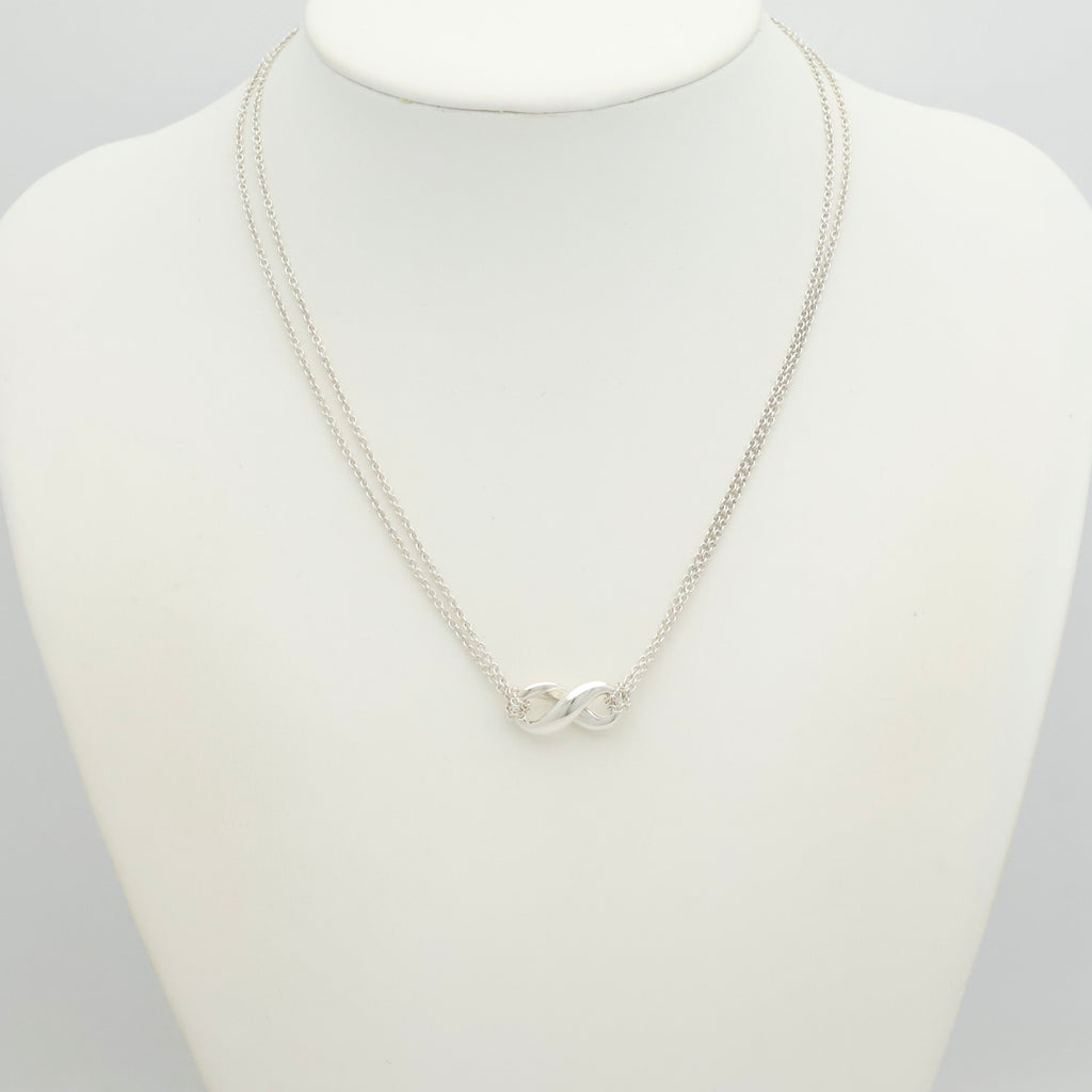 Tiffany & Co. Infinity Double Chain Necklace Sterling Silver 925