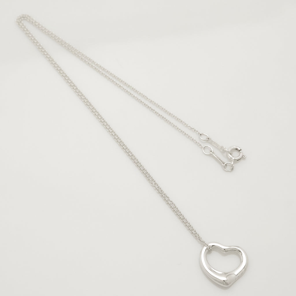 Tiffany & Co. Open Heart Pendant Necklace Sterling Silver 925