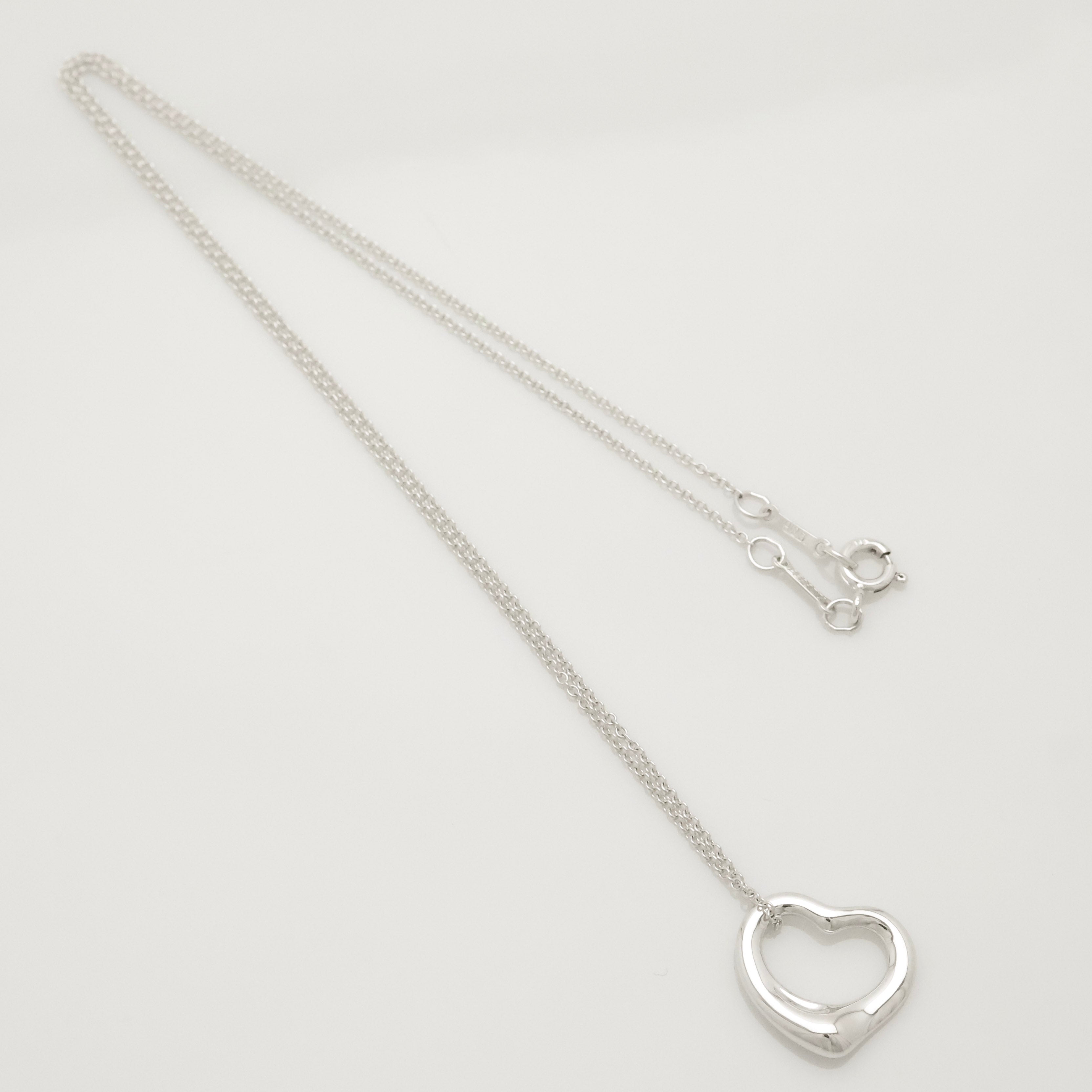 Tiffany & Co. Open Heart Pendant Necklace Sterling Silver 925