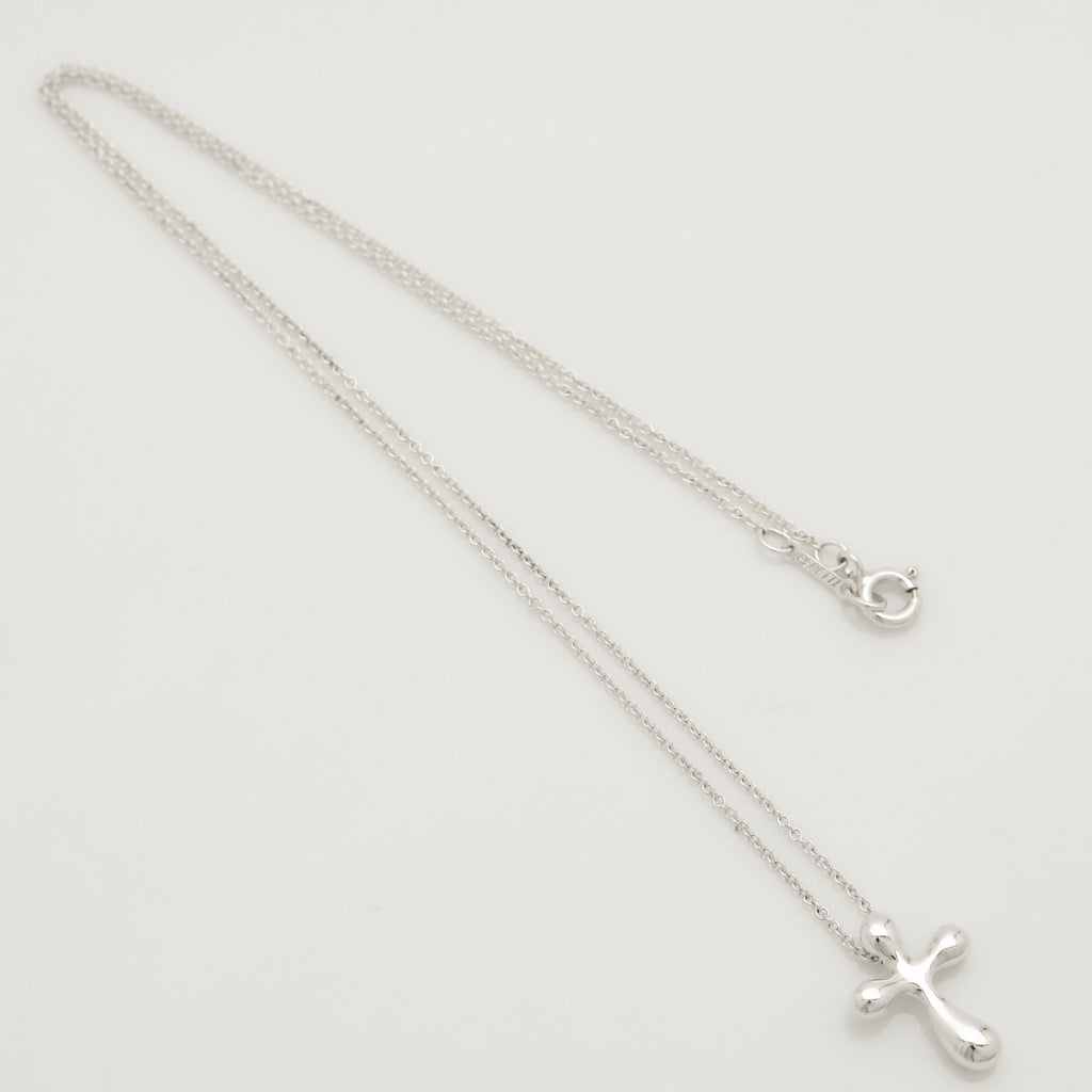 Tiffany & Co. Small Cross Pendant Necklace  Sterling Silver 925 
