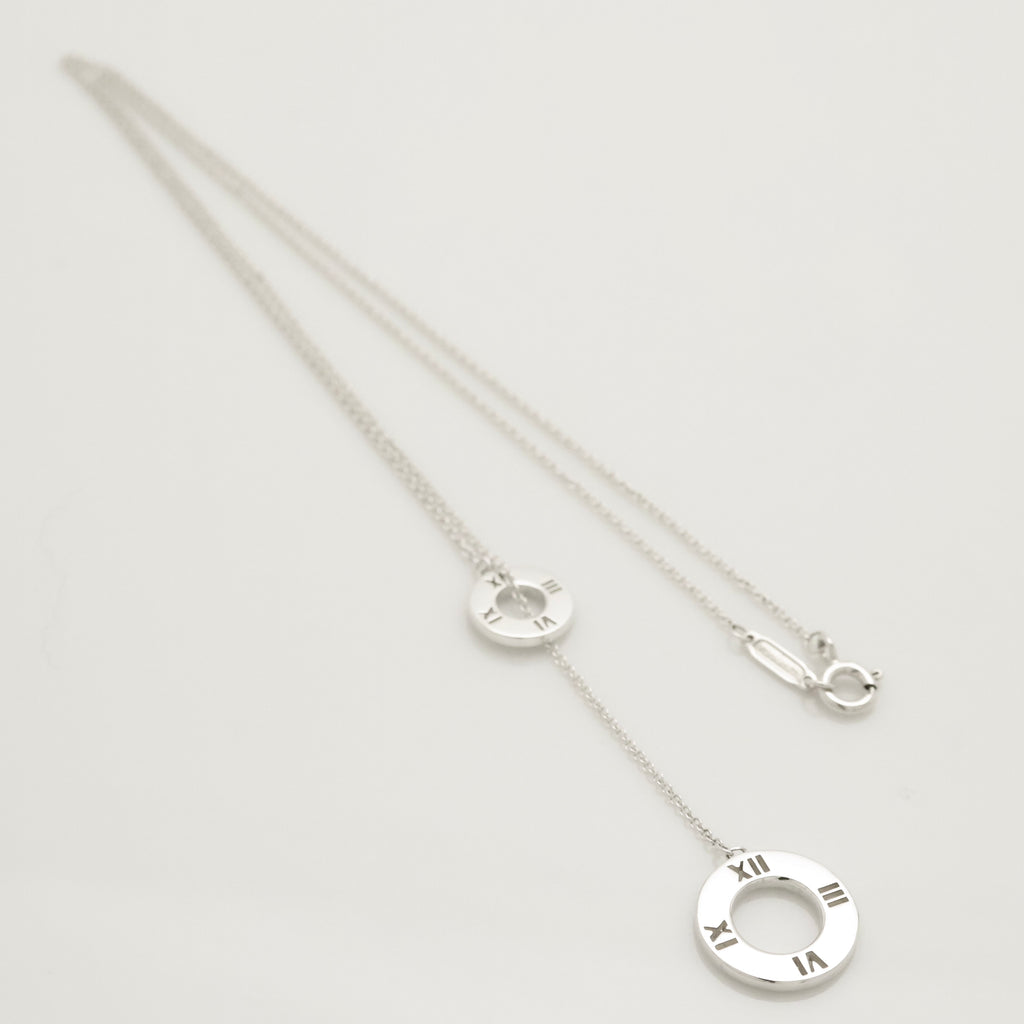 Tiffany & Co. Atlas Round Circle Lariat Necklace Sterling Silver 925
