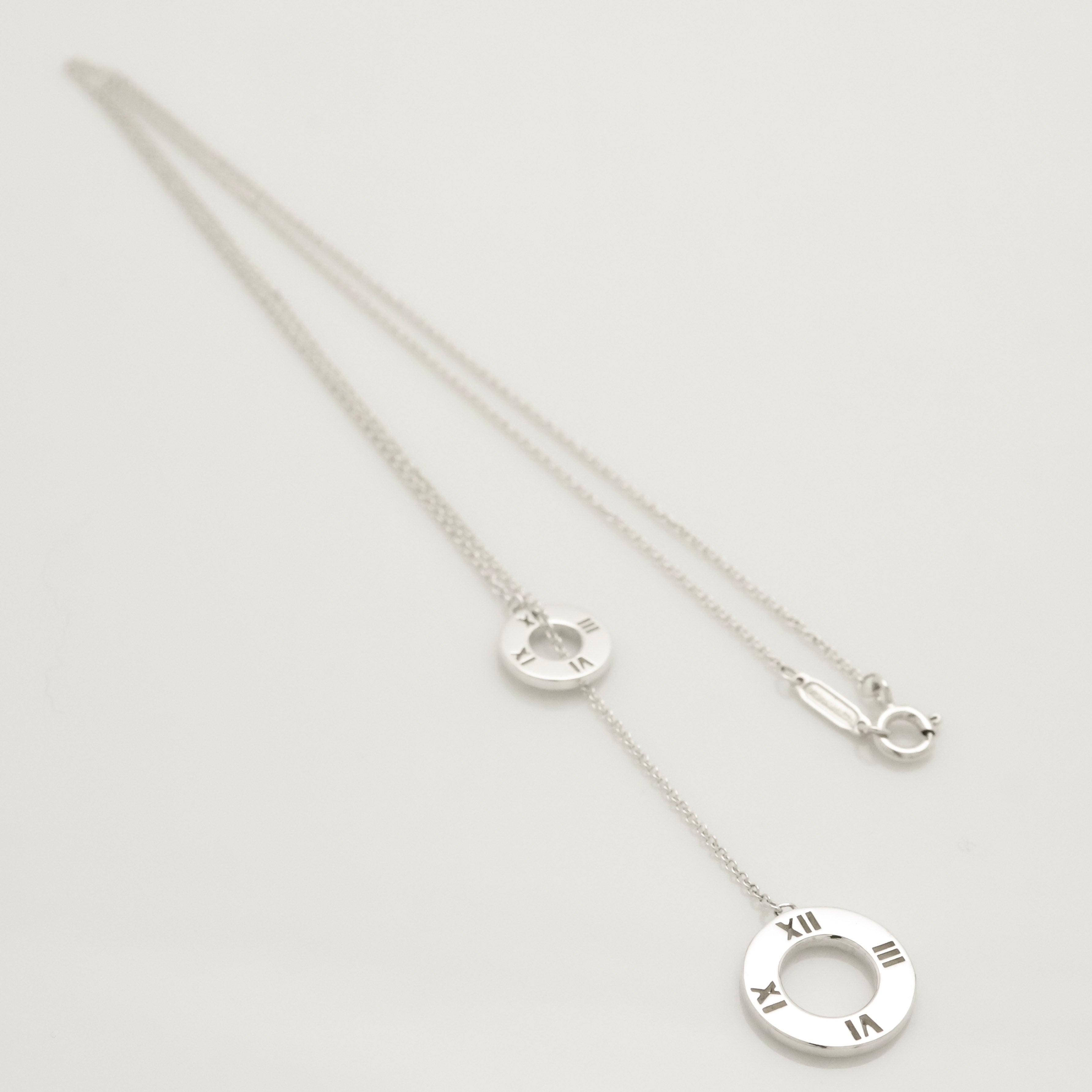 Tiffany & Co. Atlas Round Circle Lariat Necklace Sterling Silver 925