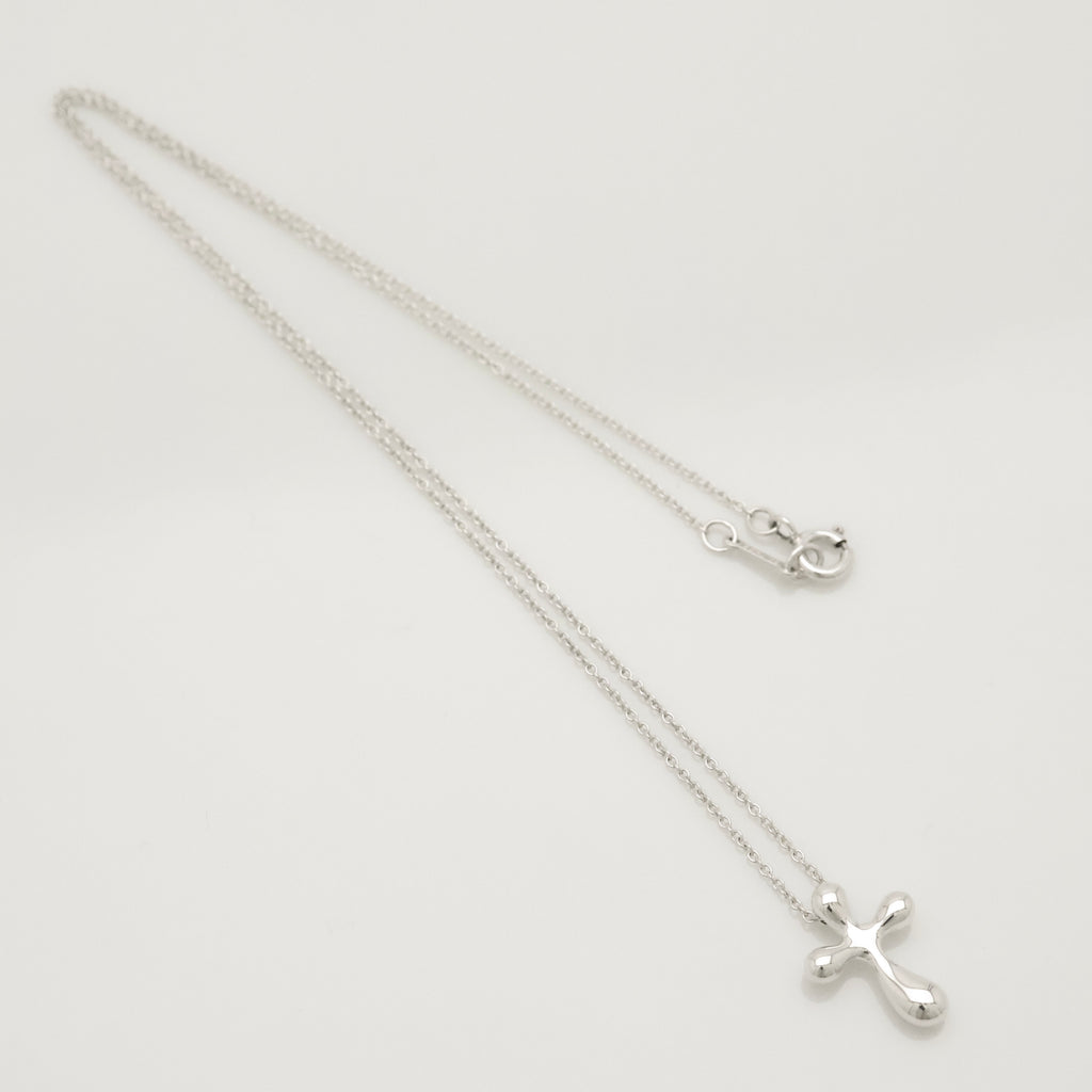  Tiffany & Co. Small Cross Pendant Necklace  Sterling Silver 925 