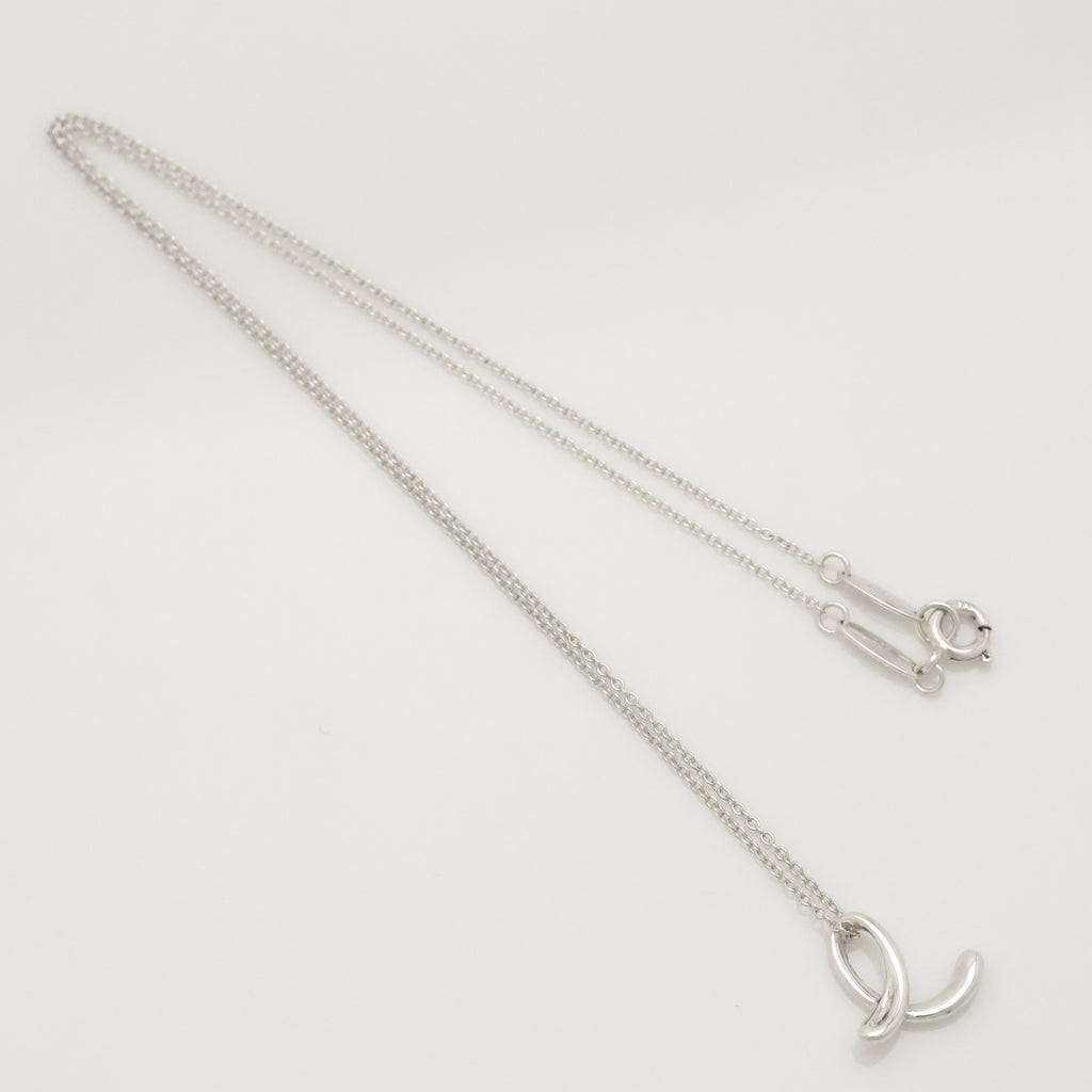 Tiffany & Co. Initial Letter "E" Necklace Pendant Sterling Silver 925