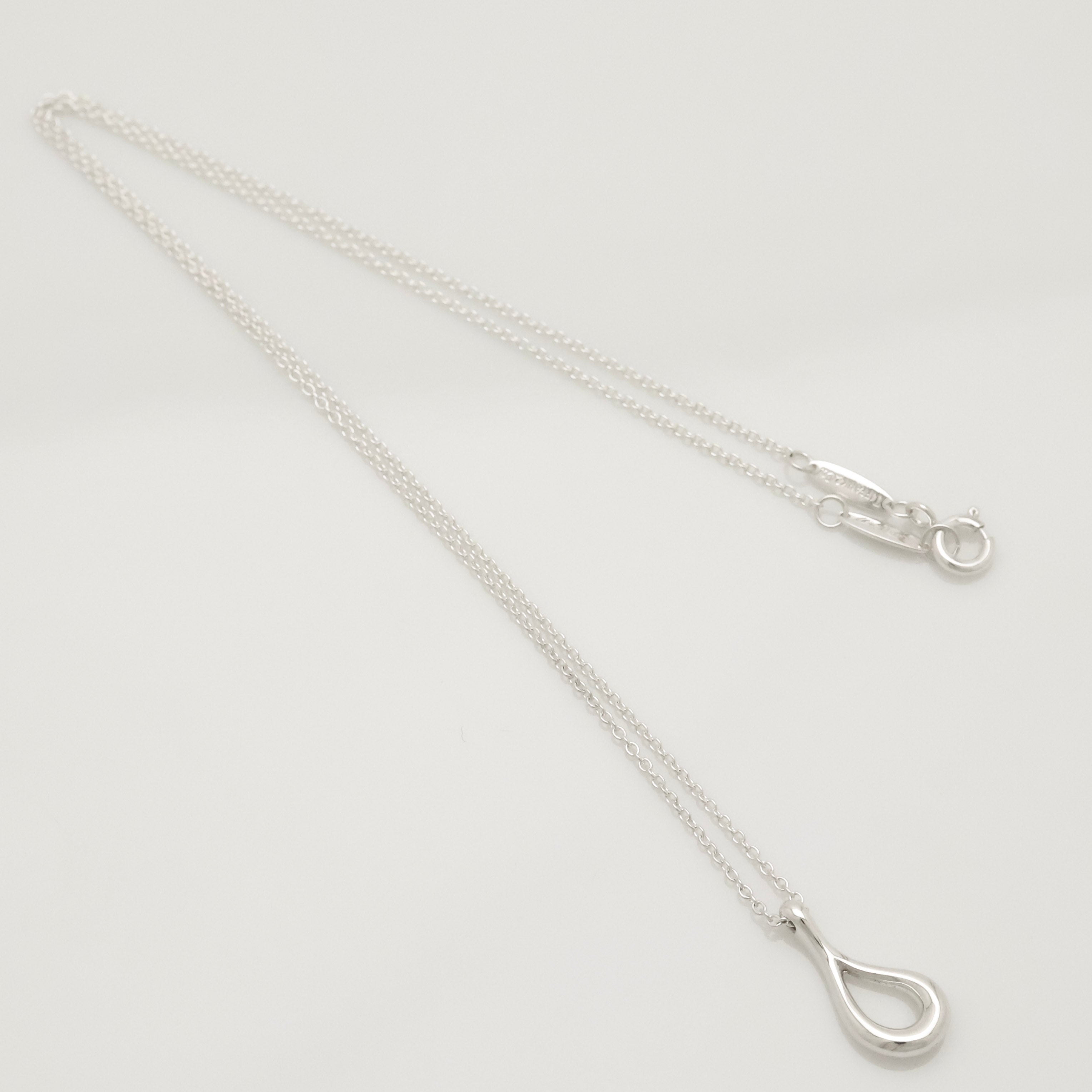  Tiffany & Co. Open Teardrop Necklace Pendant Sterling Silver 925 