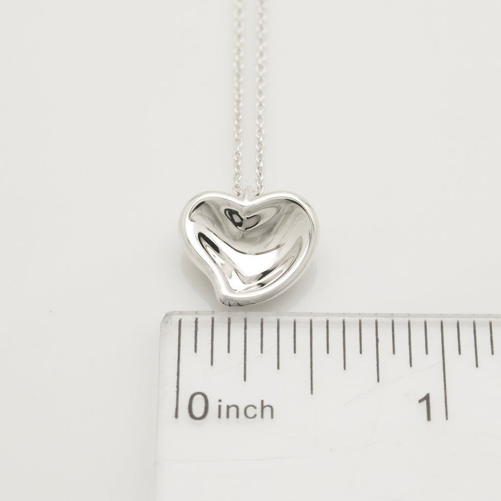 Tiffany & Co. Peretti Curved Full Heart Necklace Sterling Silver 925