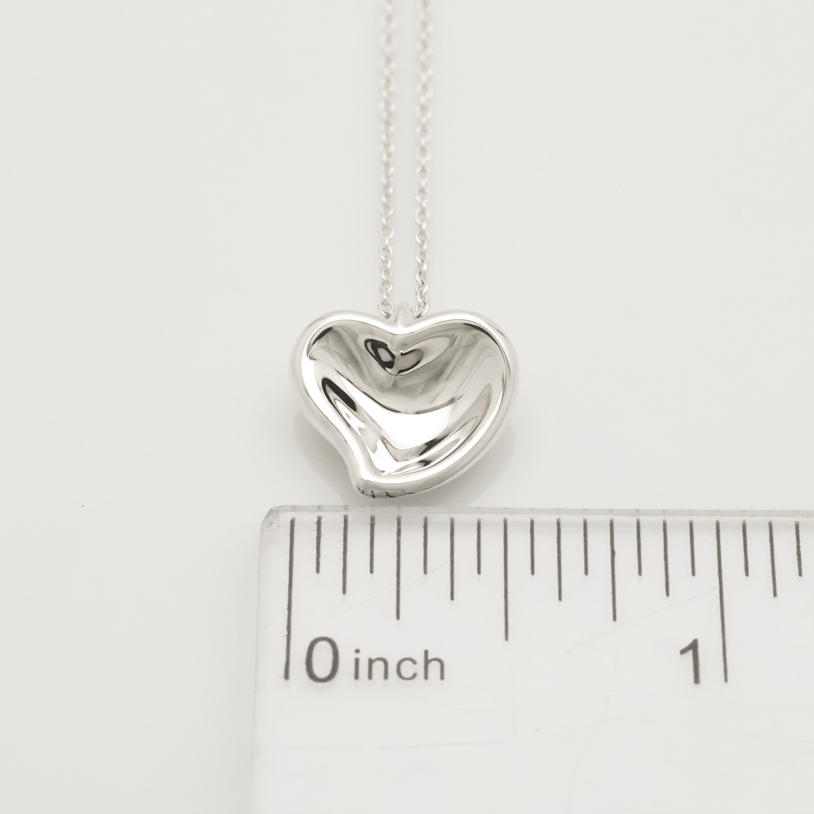 Tiffany & Co. Peretti Curved Full Heart Necklace Sterling Silver 925