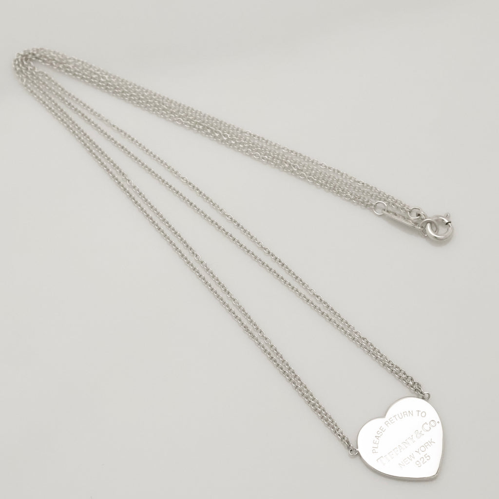 TIFFANY&Co. リターントゥ ティファニー スモール ハート タグ ダブル チェーン ネックレス AG925