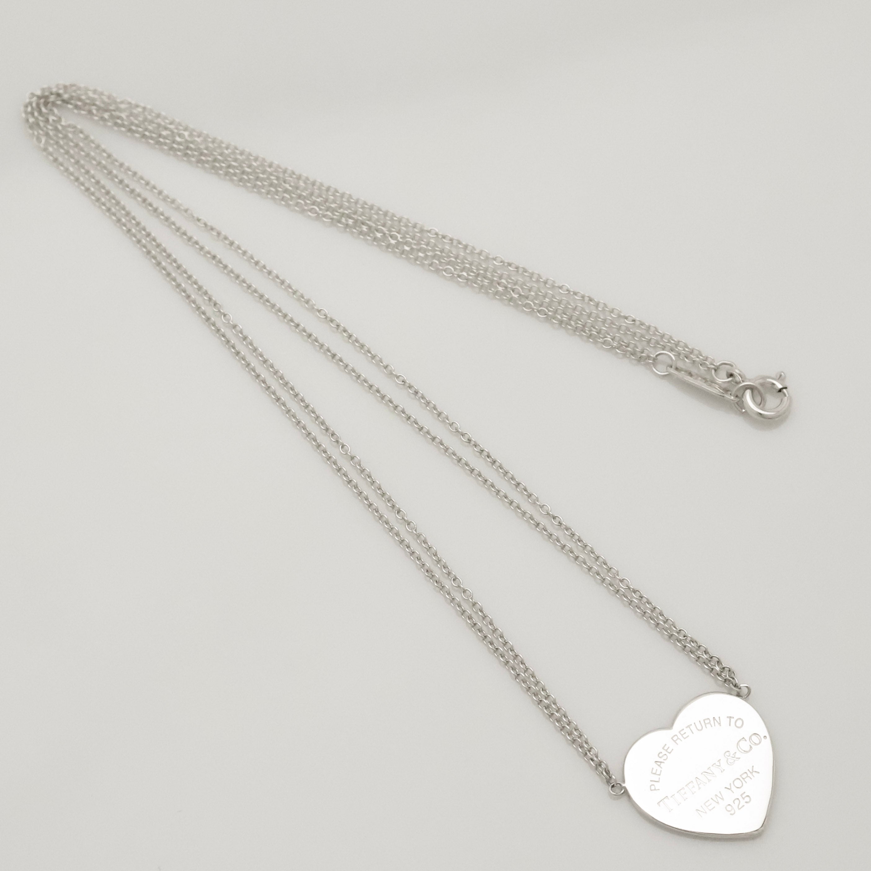Tiffany & Co. Return to Heart Tag Double Chain Necklace Sterling Silver 925