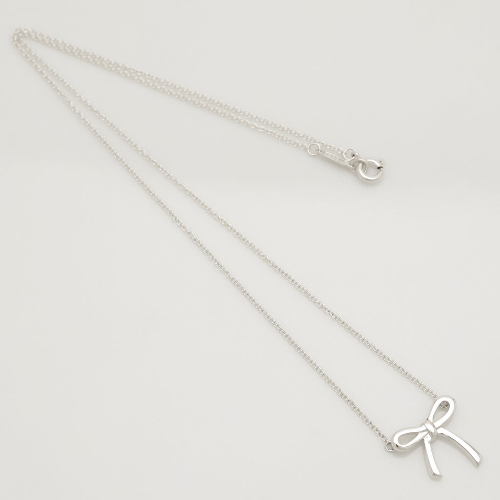 Tiffany & Co. Ribbon Bow Necklace Pendant  Sterling Silver 925 