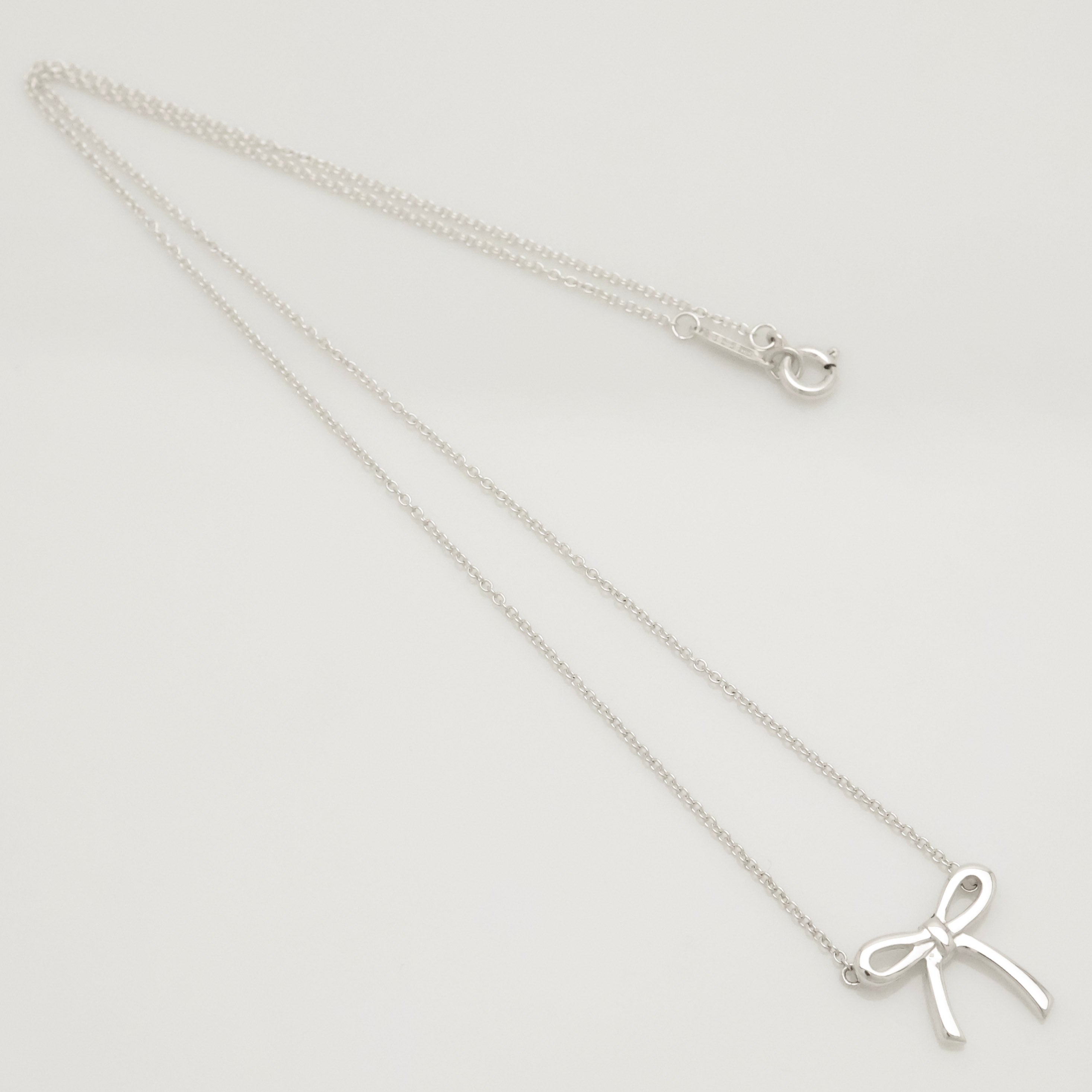 Tiffany & Co. Ribbon Bow Necklace Pendant  Sterling Silver 925 