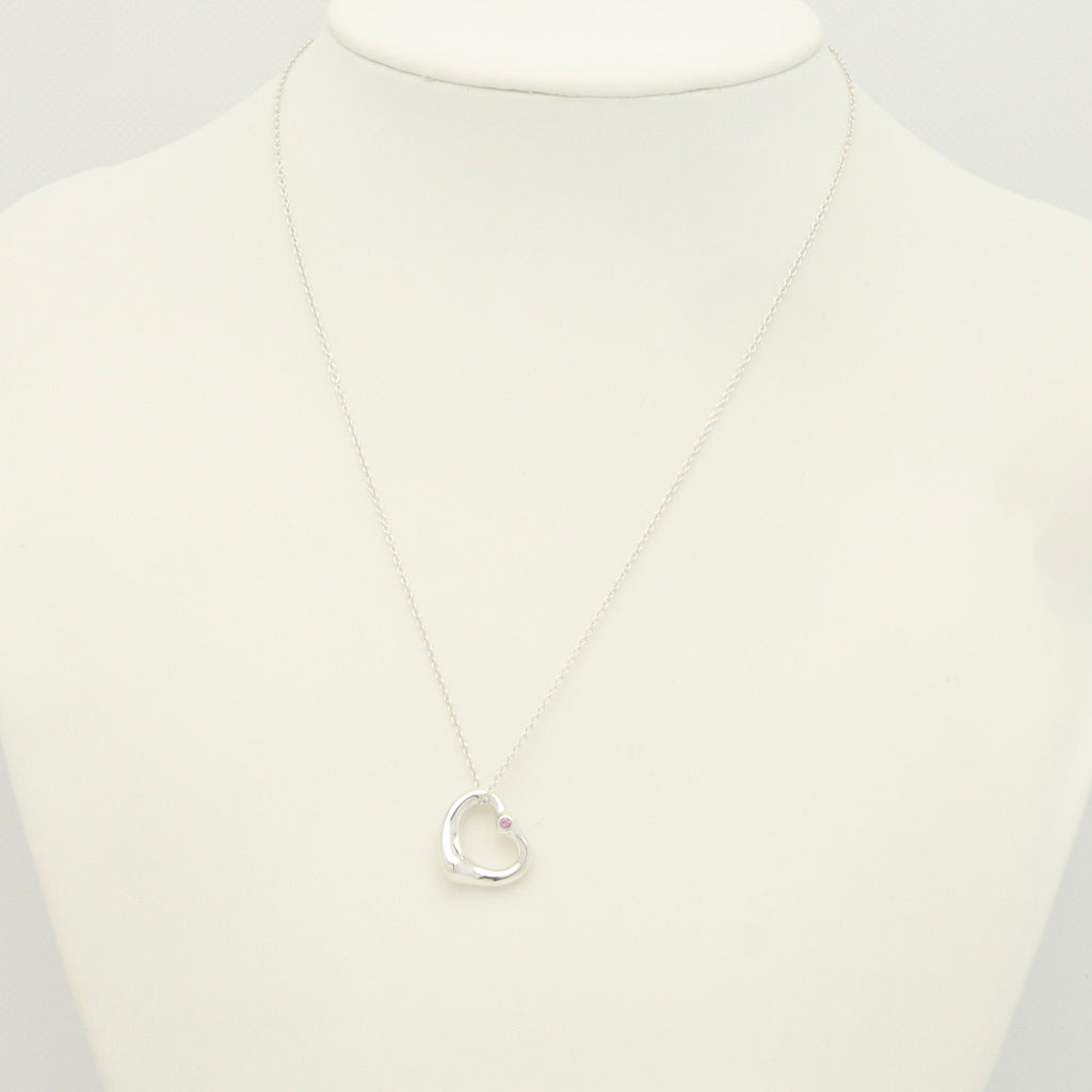 TIFFANY&Co. オープンハート 1P ピンク サファイア エルサペレッティ ネックレス AG925