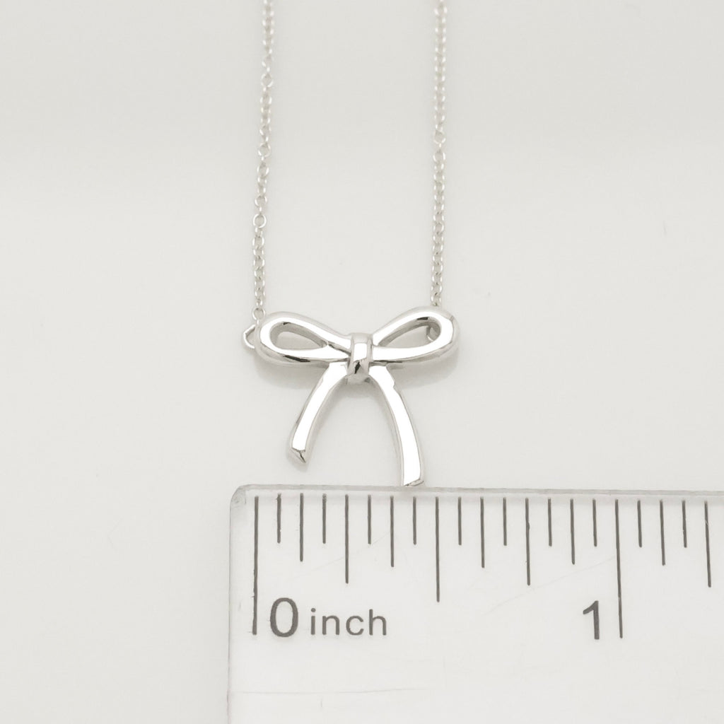 Tiffany & Co. Ribbon Bow Necklace Pendant  Sterling Silver 925 