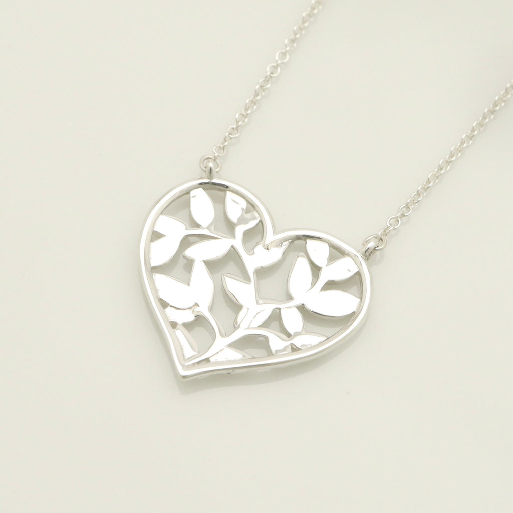 Tiffany & Co. Picasso Olive Leaf Heart Necklace Sterling Silver 925