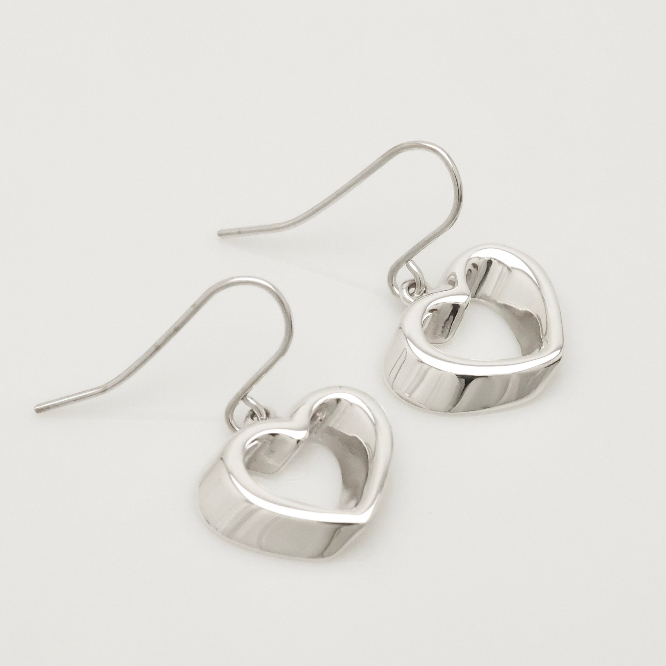 Authentic Tiffany & Co. 3D Geometric Heart Hook Earrings Sterling Silver 925