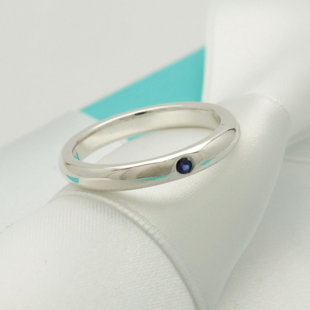 TIFFANY&Co. スタッキング バンド サファイア 1P リング 8 号 AG925