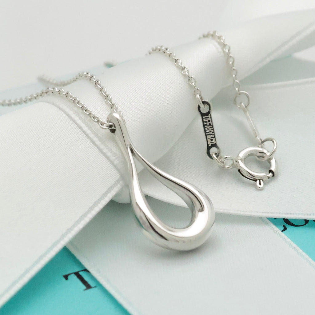  Tiffany & Co. Open Teardrop Necklace Pendant Sterling Silver 925 