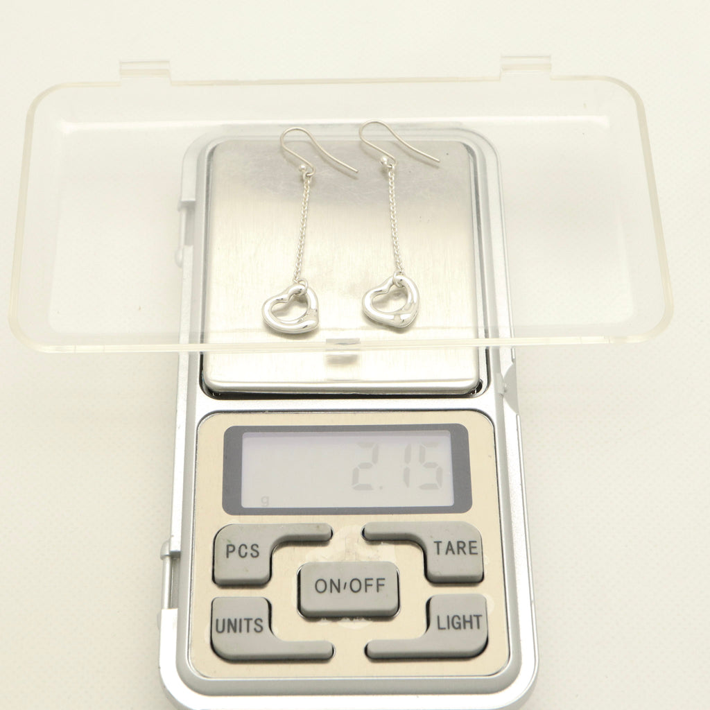 Tiffany & Co Elsa Peretti Open Heart Drop Dangle Earrings Sterling Silver 925