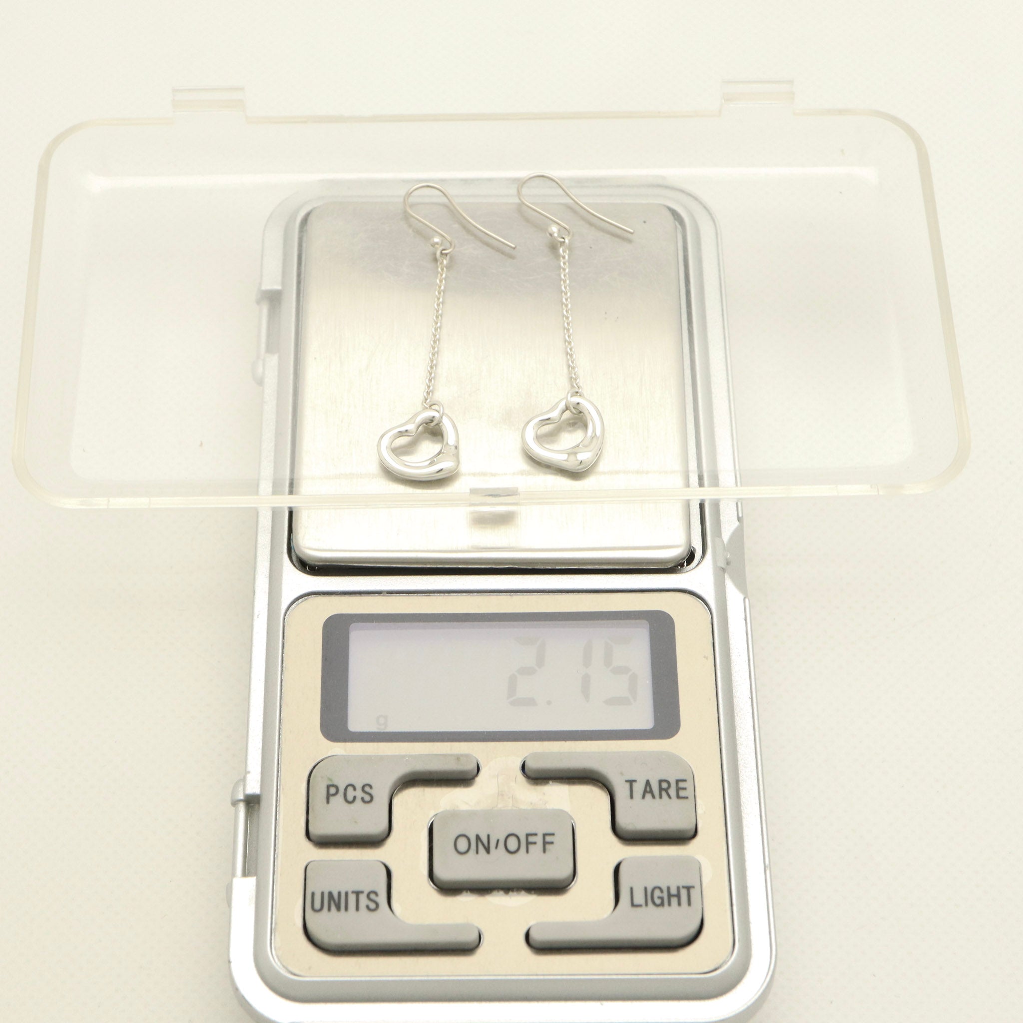 Tiffany & Co Elsa Peretti Open Heart Drop Dangle Earrings Sterling Silver 925