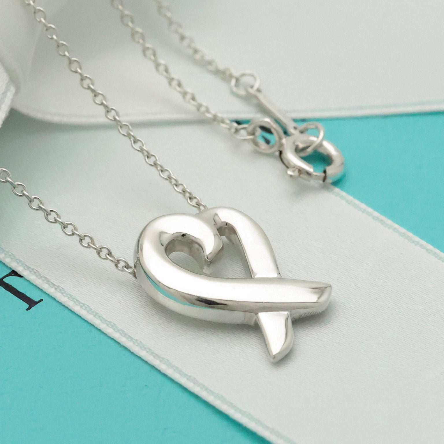 Tiffany & Co. Loving Heart Pendant Necklace Sterling Silver 925 