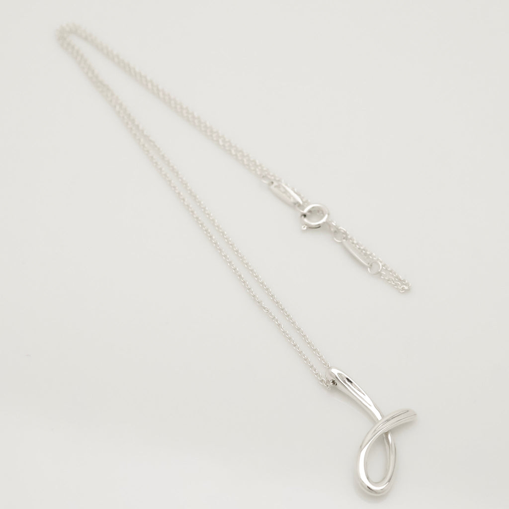 Tiffany & Co. Initial Letter "J" Necklace Pendant Sterling Silver 925