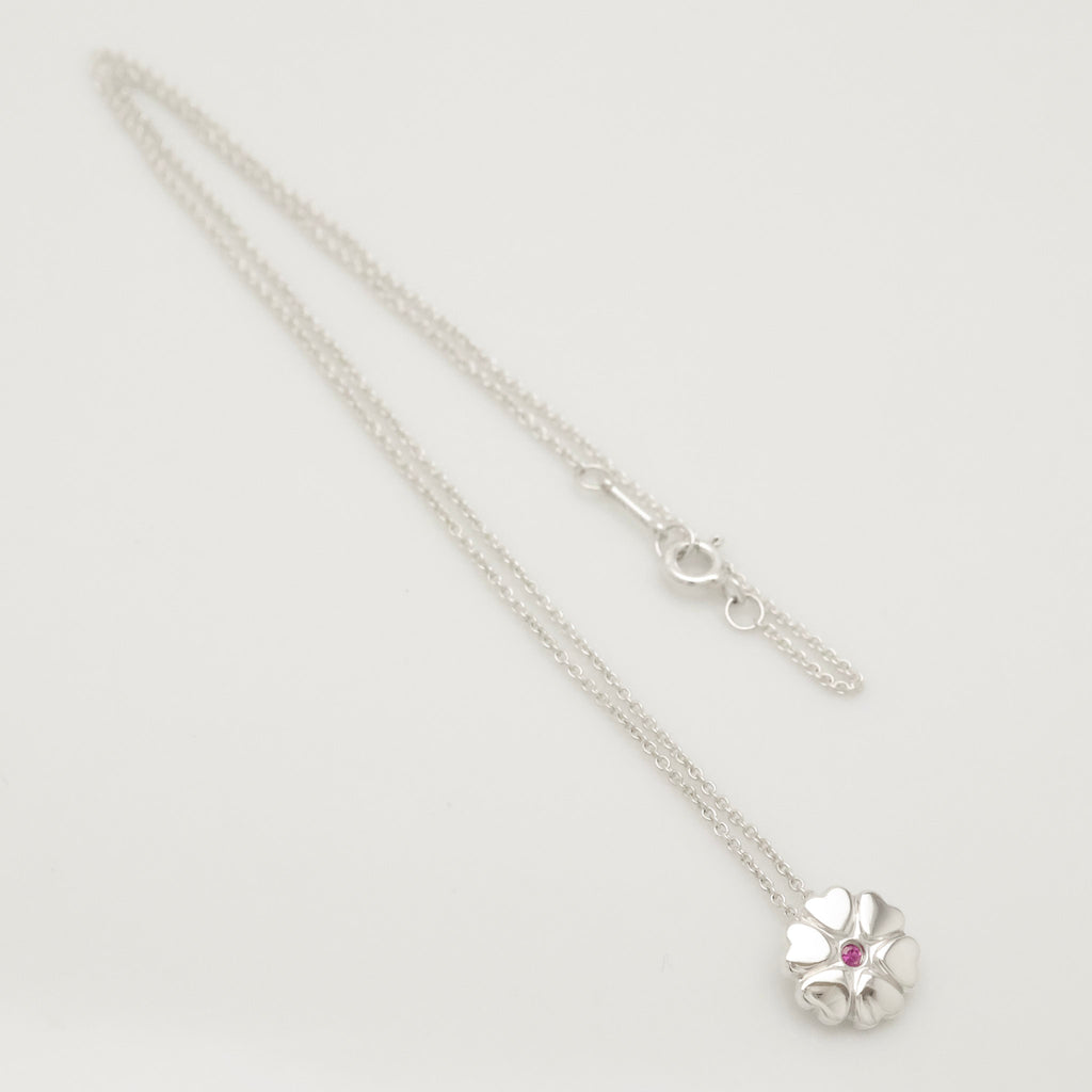Tiffany & Co. Crown of Heart Pink Sapphire Necklace Sterling Silver 925