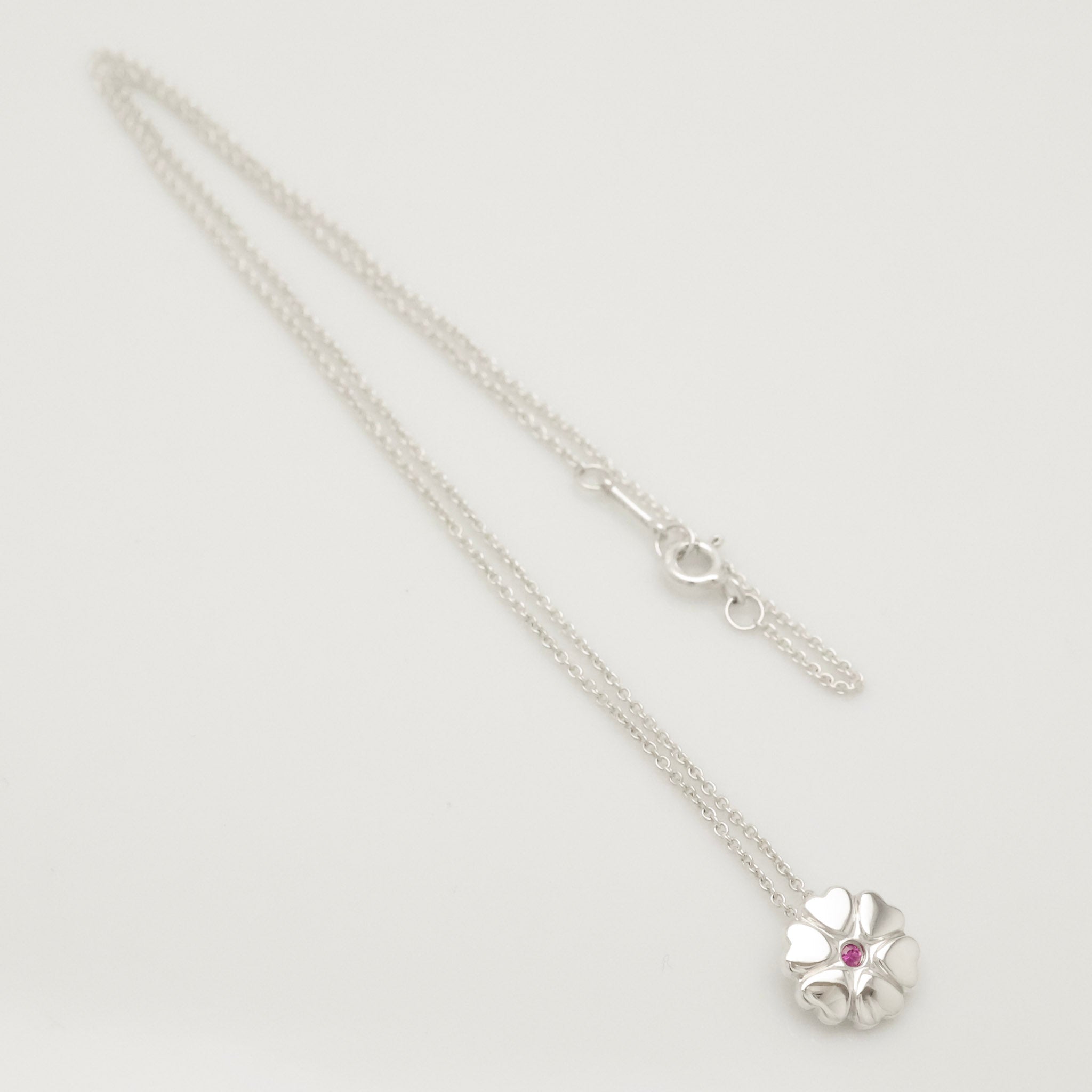 Tiffany & Co. Crown of Heart Pink Sapphire Necklace Sterling Silver 925