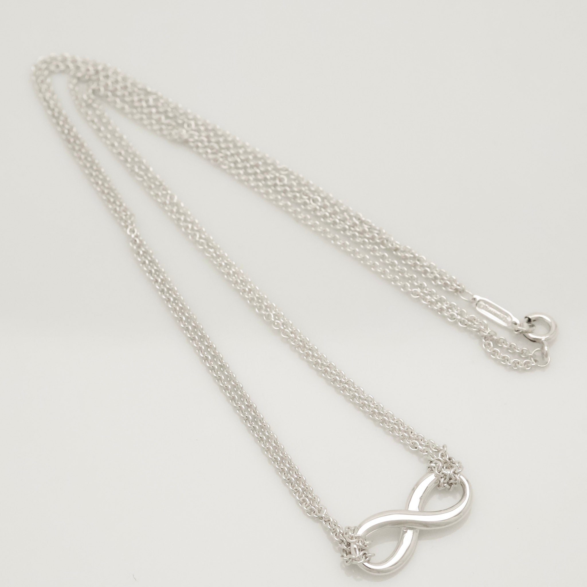 Tiffany & Co. Infinity Double Chain Necklace Sterling Silver 925