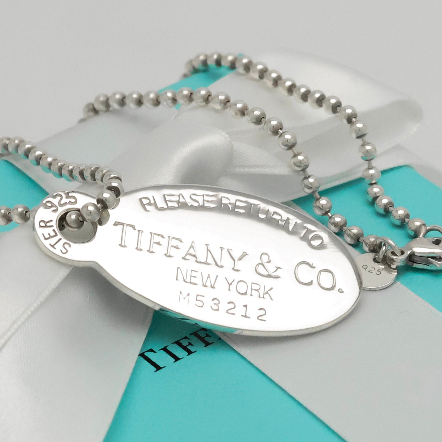 TIFFANY&Co.リターントゥ ティファニー オーバル タグ ボール チェーン ネックレス AG925