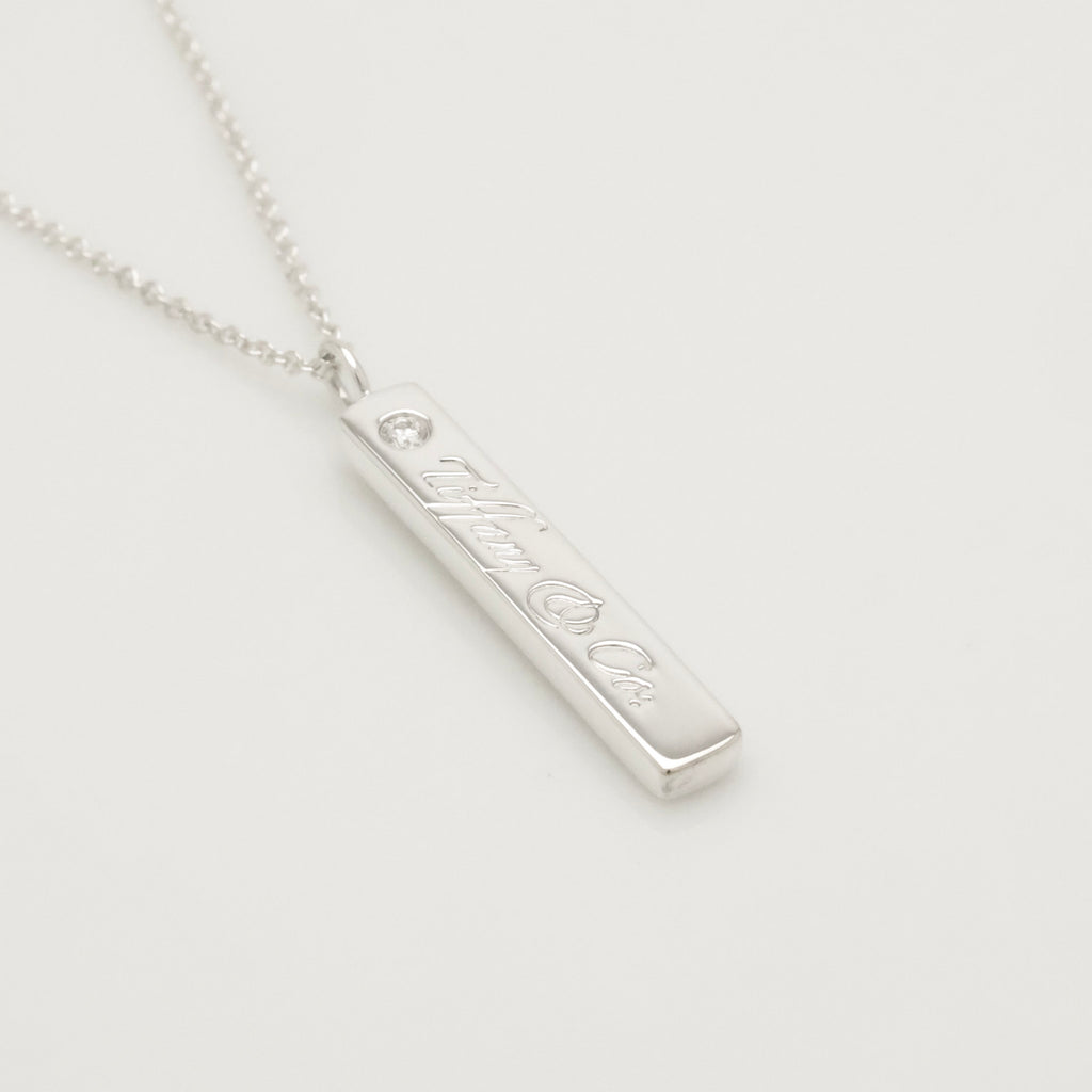 Tiffany & Co. Notes Diamond Bar Necklace Sterling Silver 925