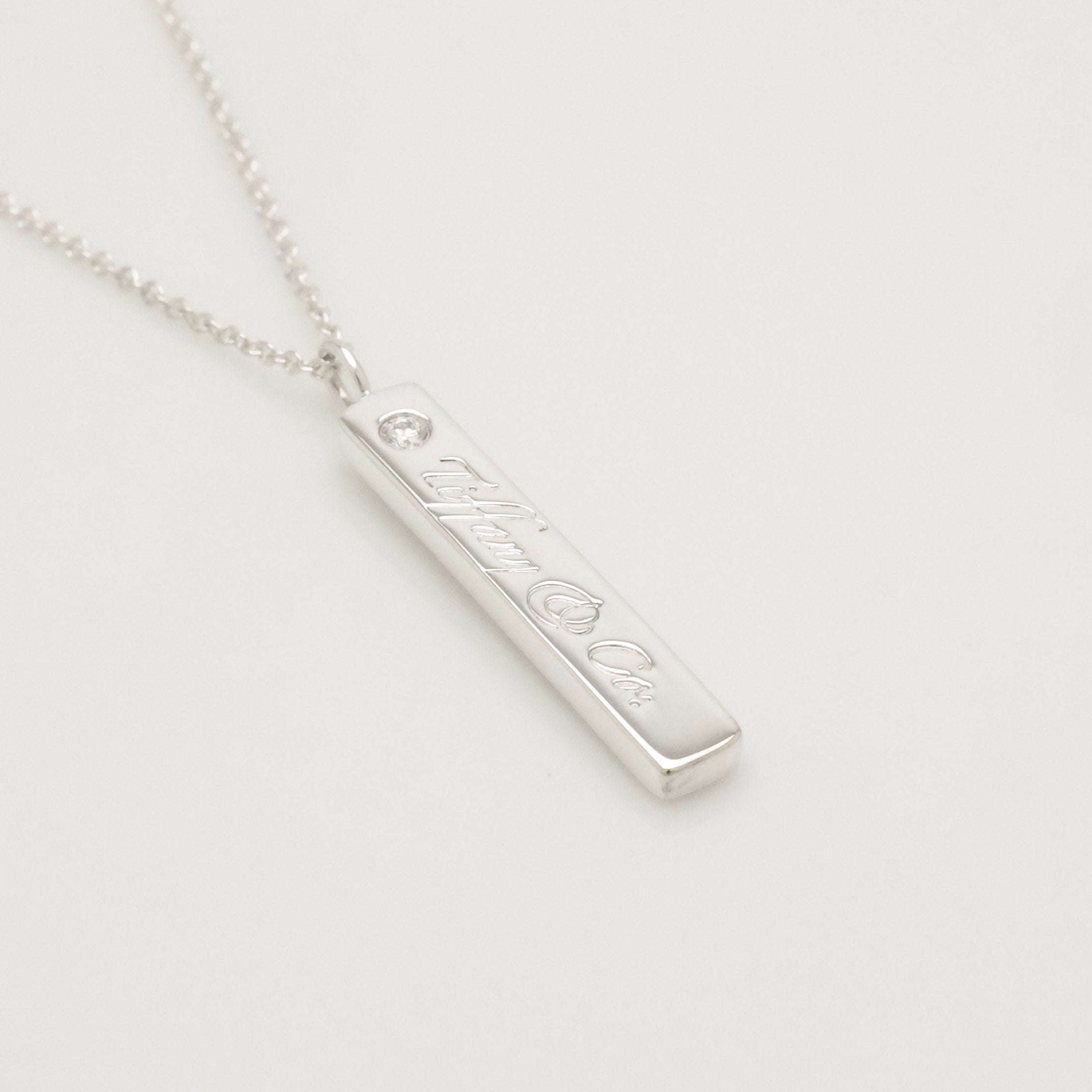 Tiffany & Co. Notes Diamond Bar Necklace Sterling Silver 925
