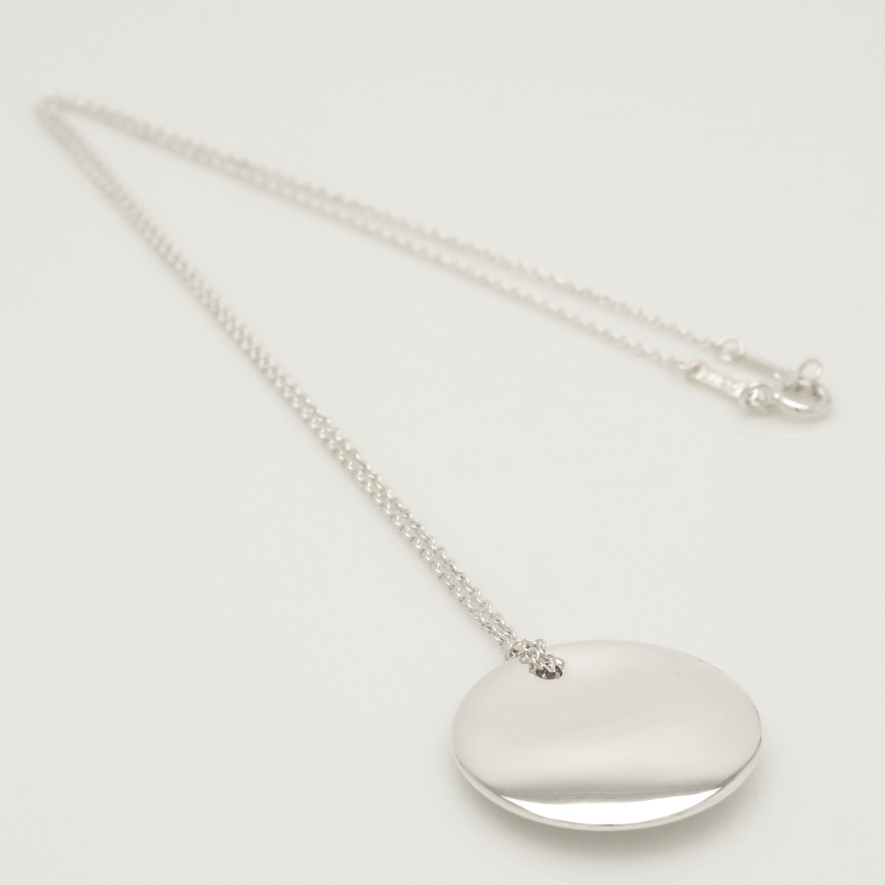 Tiffany & Co. Round Circle Disc Necklace Pendant  Sterling Silver  925