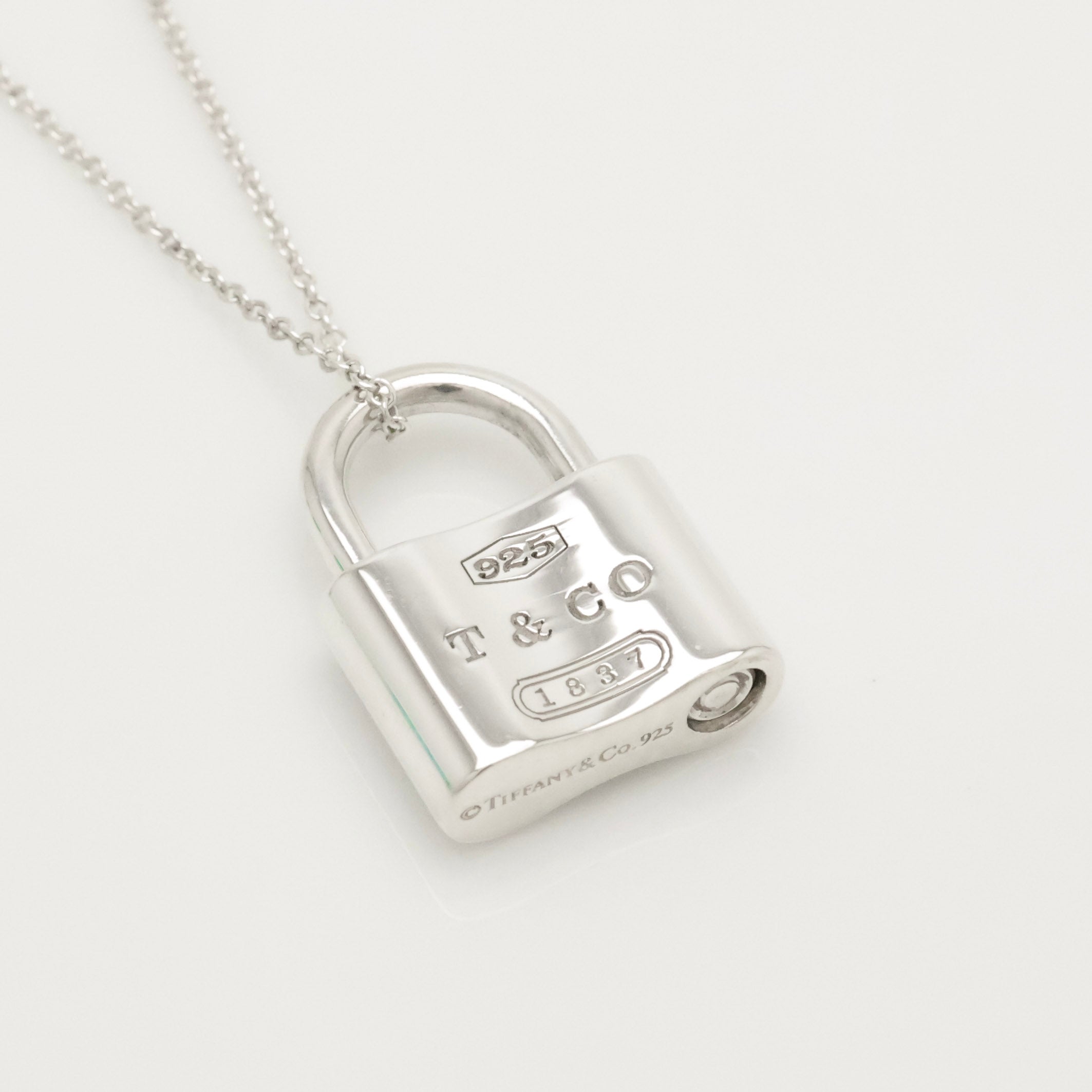 Tiffany & Co 1837 Padlock Necklace Pendant Sterling Silver 925 Chain