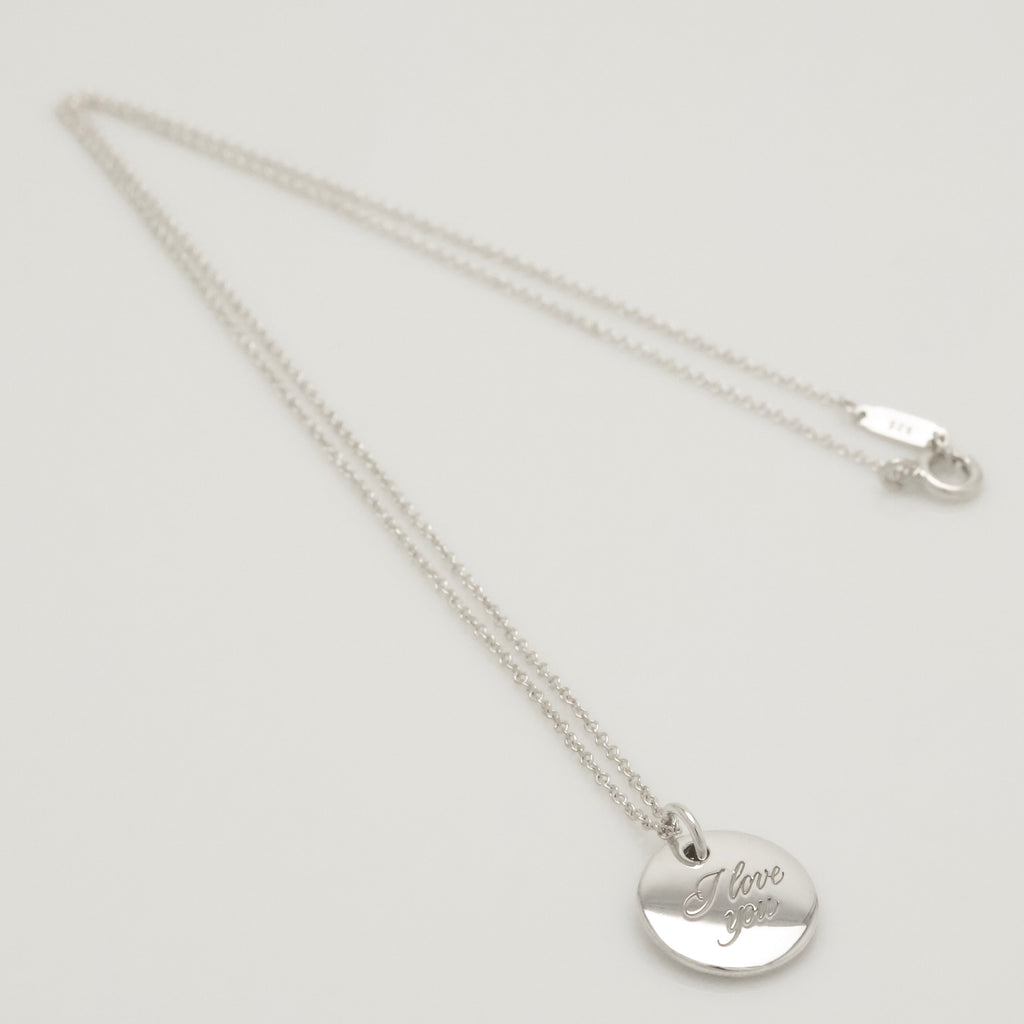  Tiffany & Co. Letter M Notes Initial Disc Necklace Sterling Silver 925