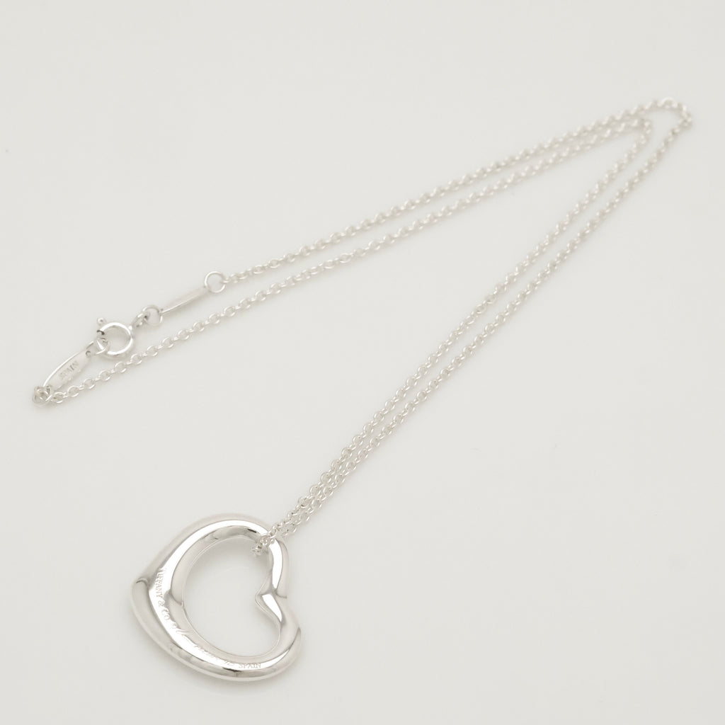 Tiffany & Co. Open Heart Pendant Necklace Sterling Silver 925