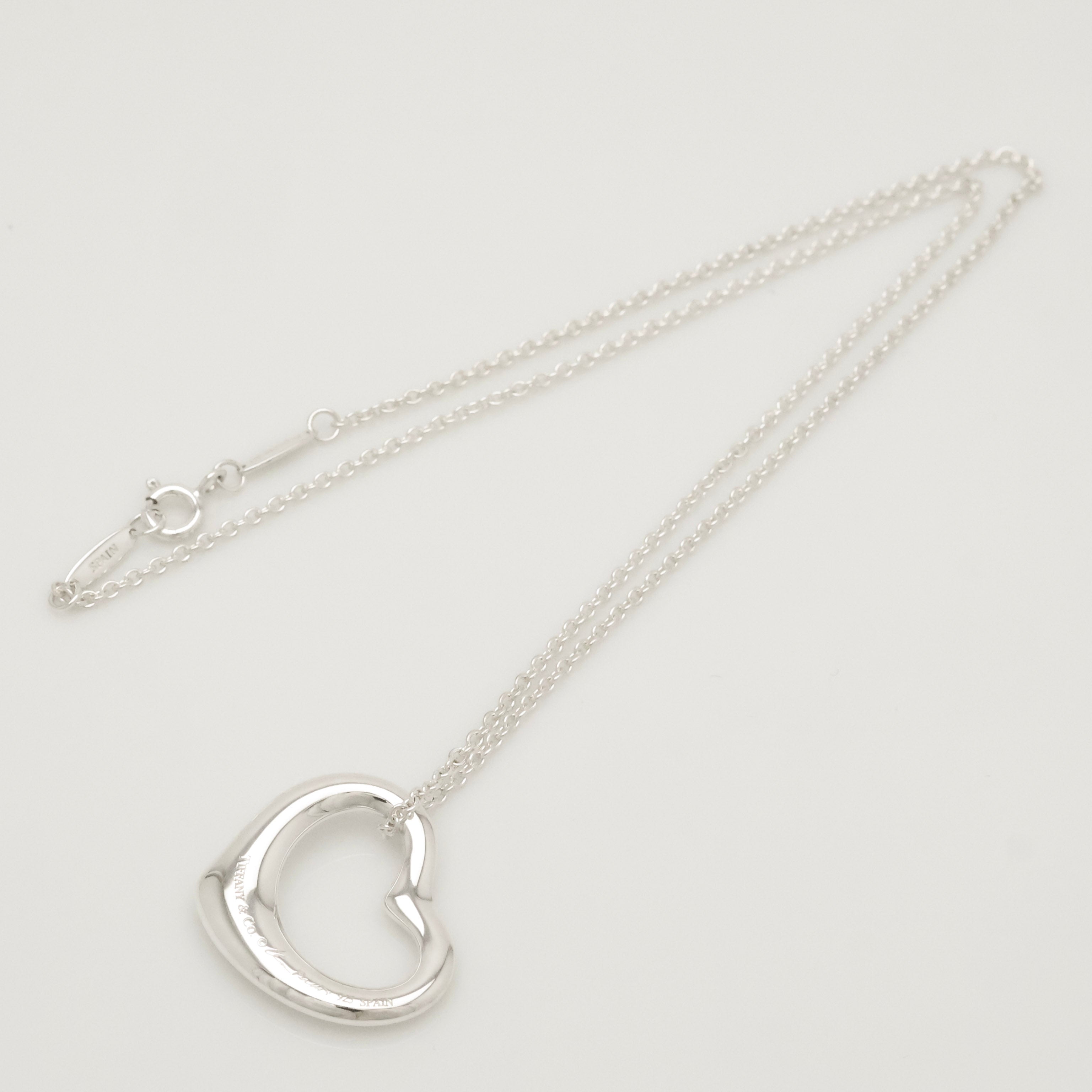 Tiffany & Co. Open Heart Pendant Necklace Sterling Silver 925
