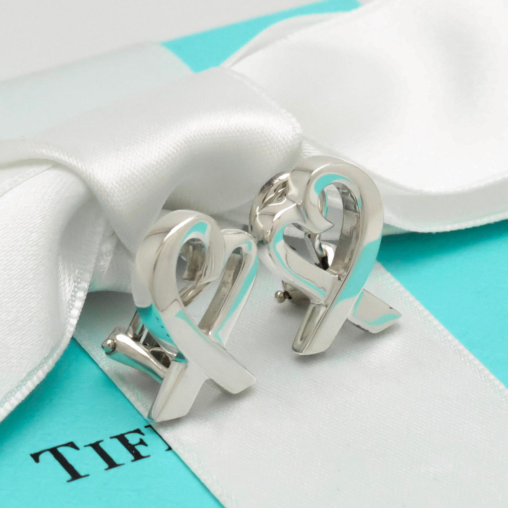 Tiffany & Co. Picasso Loving Heart Clip-On Earrings Sterling Silver 925 