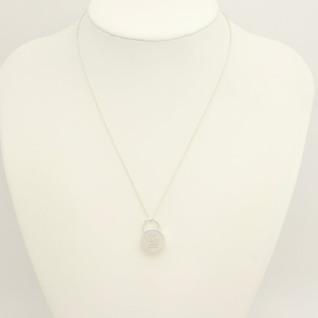 Tiffany & Co. 1837 Round Lock Padlock Pendant Necklace Sterling Silver 925