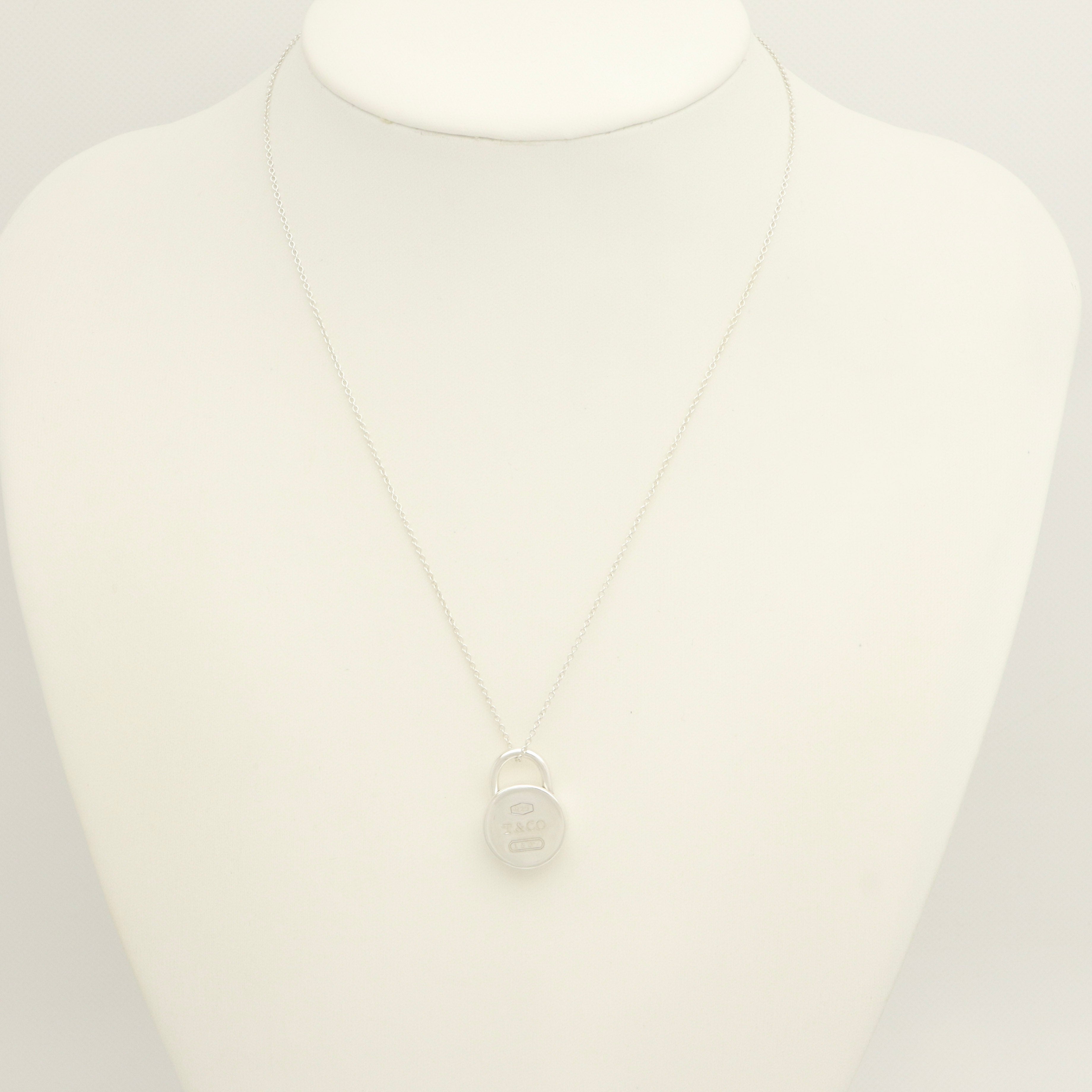 Tiffany & Co. 1837 Round Lock Padlock Pendant Necklace Sterling Silver 925