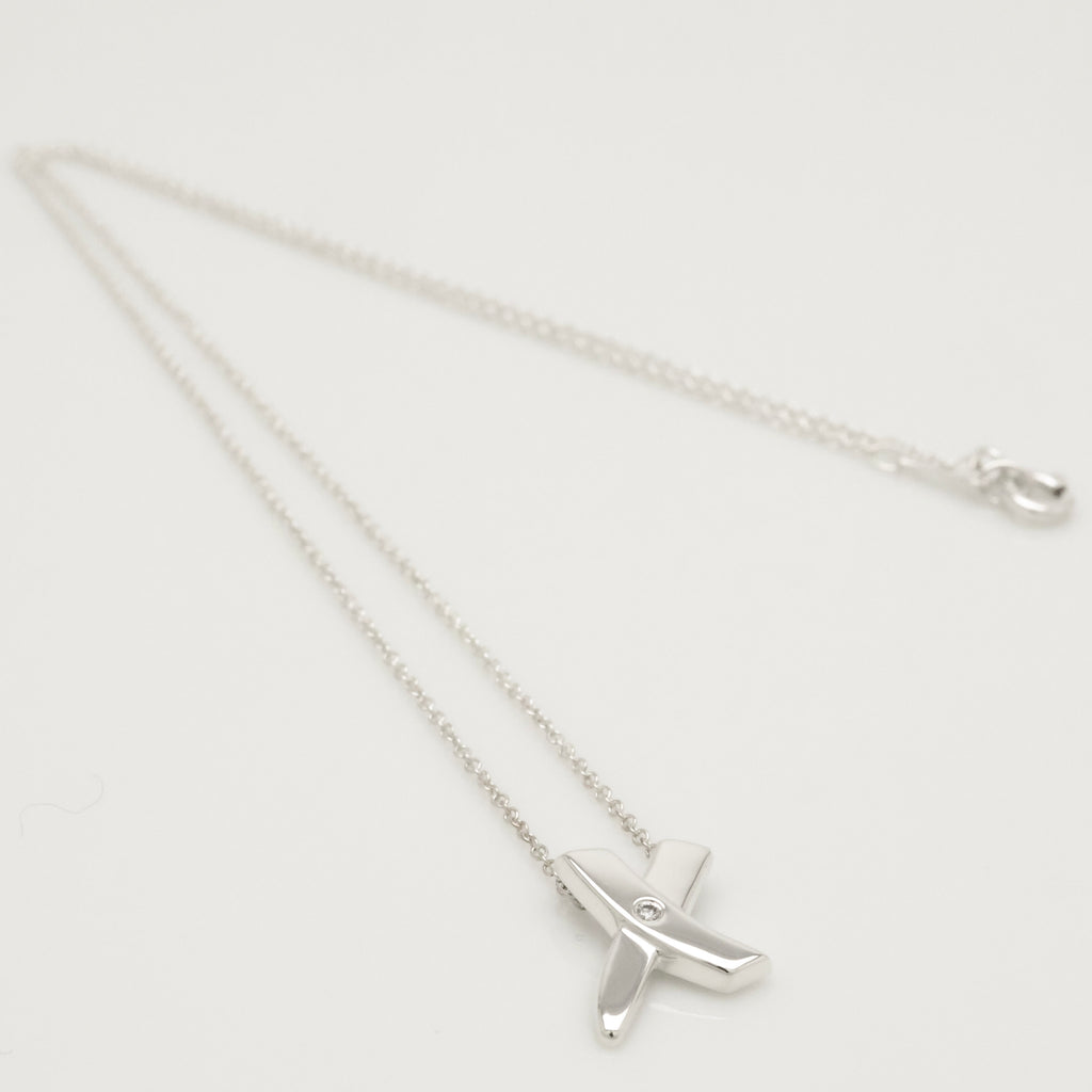 TIFFANY&Co.キス クロス 1P ダイヤモンド ネックレス AG925